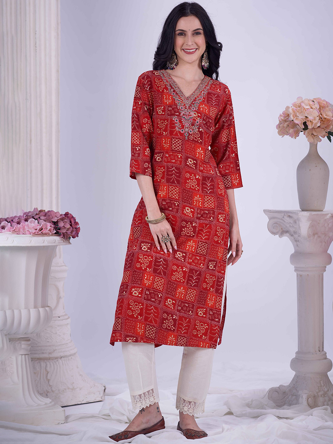 

Anouk Women Ethnic Motifs Printed Kurta, Red