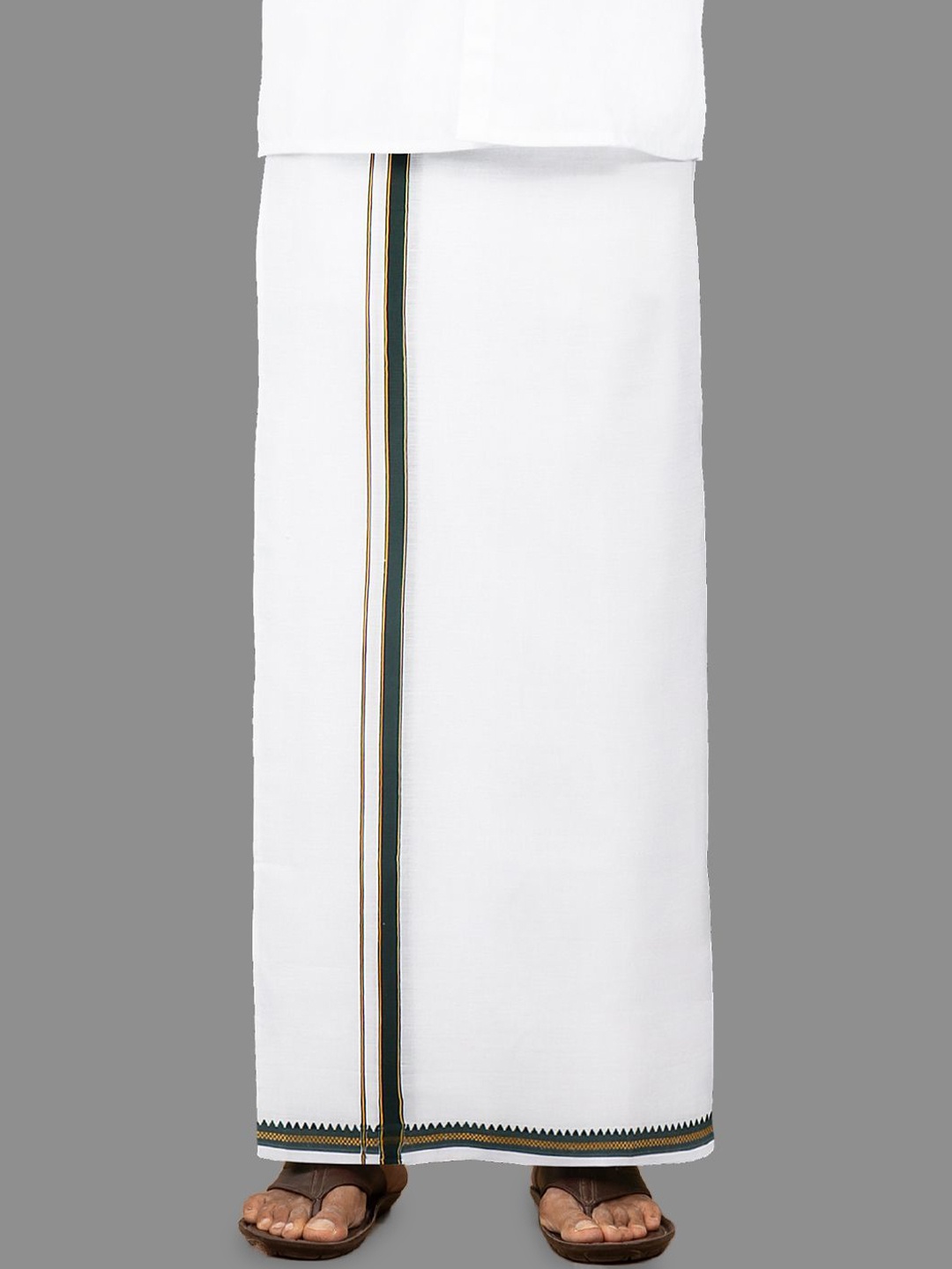 

Ramraj Pack of 2 Men Border Single Dhoti, White