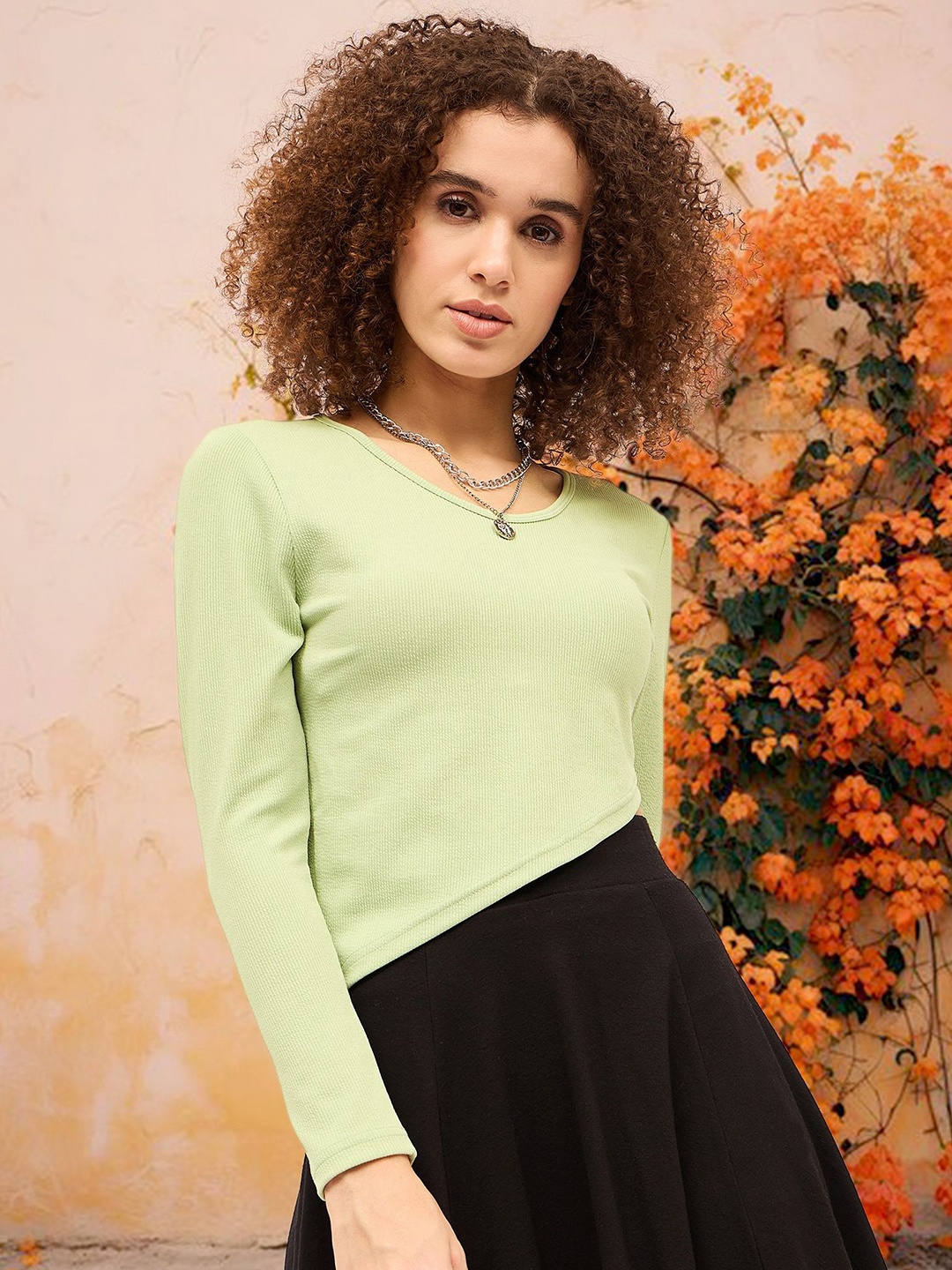 

DressBerry Round Neck Crop Top, Green