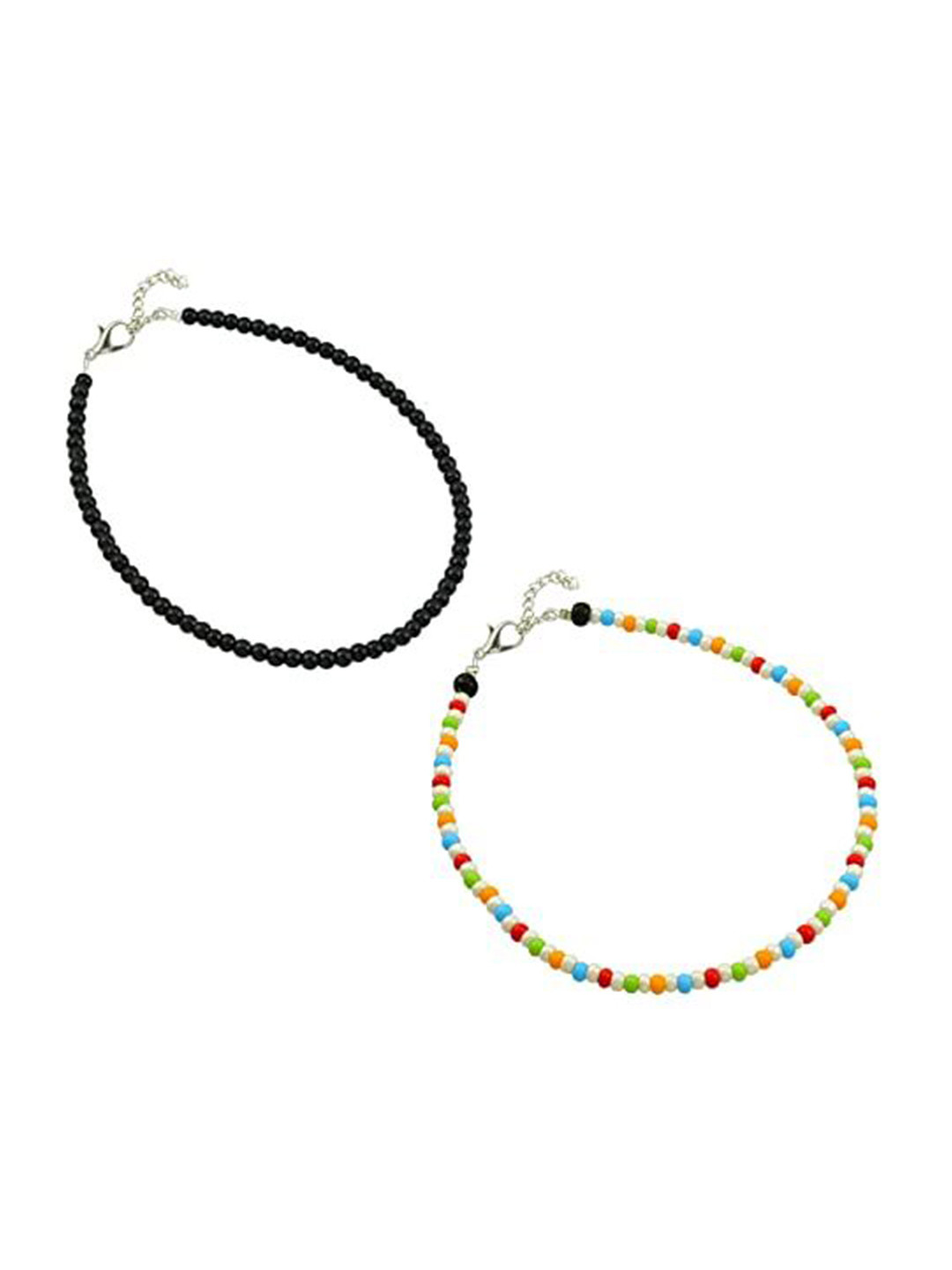 

HIGH TRENDZ Set of Two Artificial Beads Anklet, Black