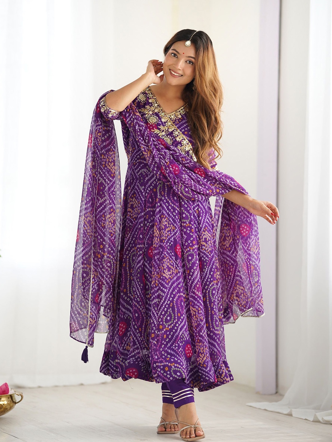 

Mirayaz Floral Print Chiffon Maxi Dress, Purple