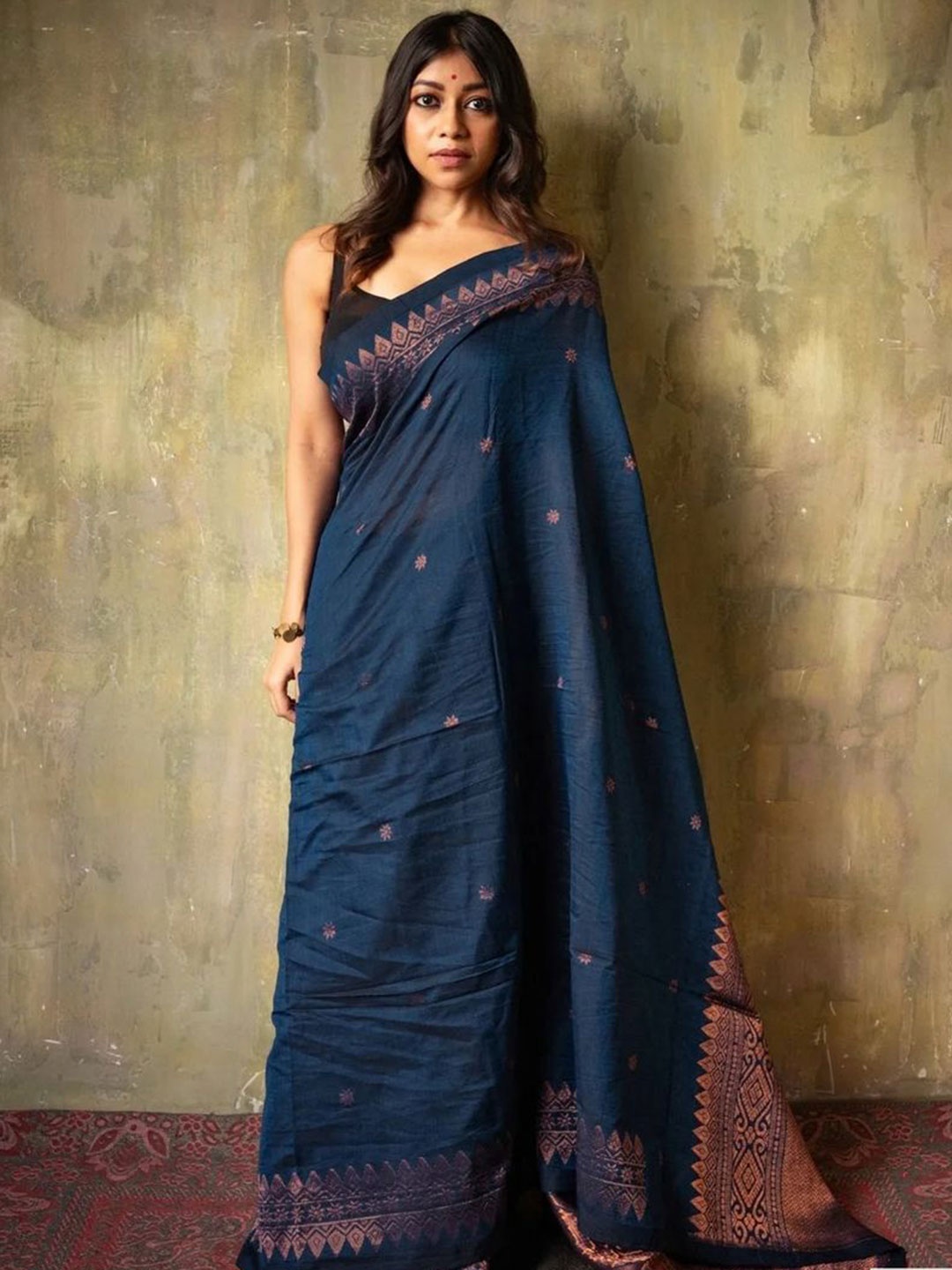 

Caracola Woven Design Zari Art Silk Banarasi Saree, Blue