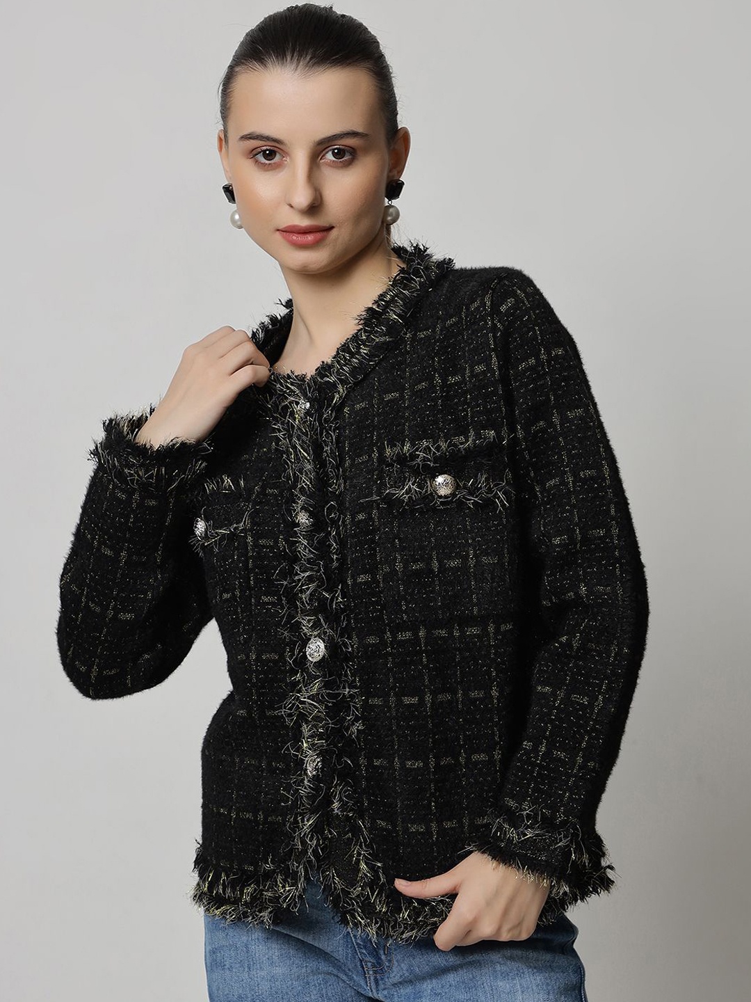 

Ziva Fashion Women Woollen Blazer, Black