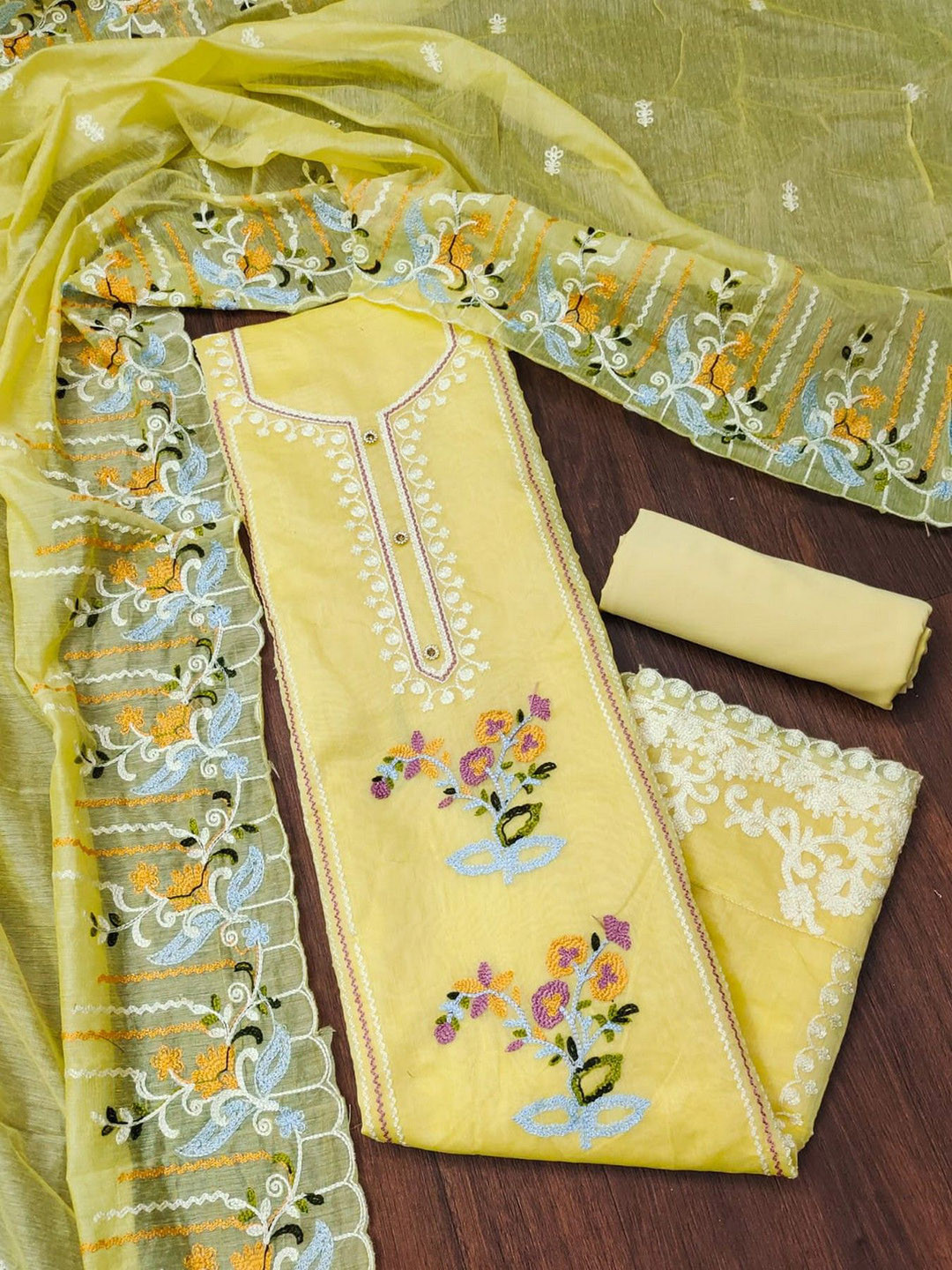 

ZEEPKART Unstitched Dress Material, Yellow