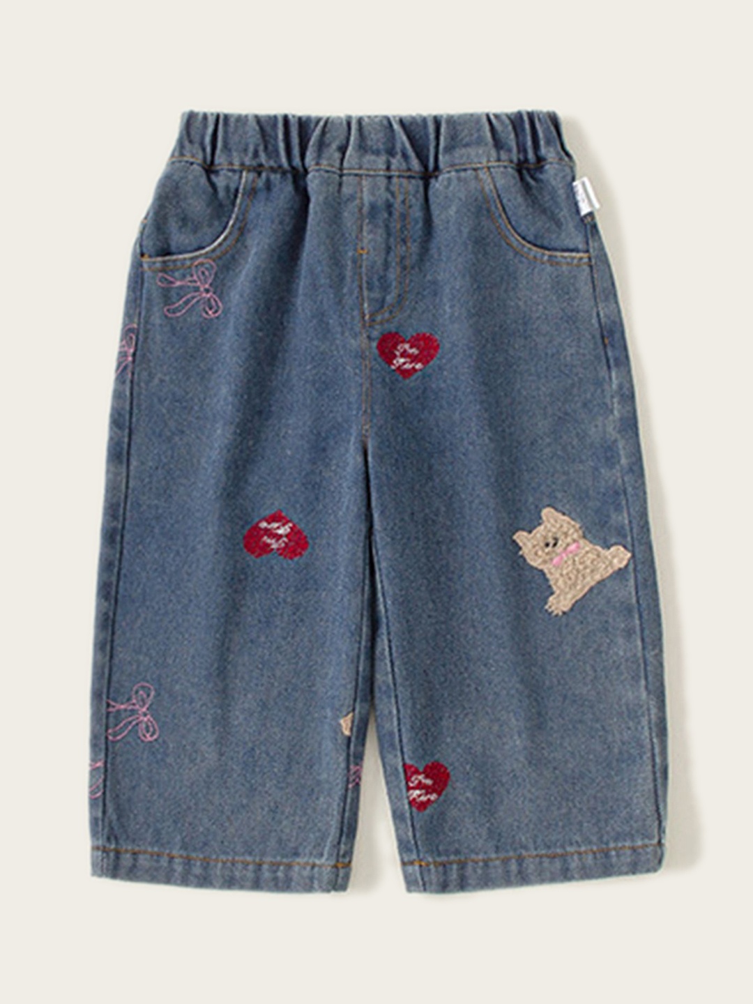

LULU & SKY Girls Wide Leg High-Rise Mildly Distressed Jeans, Blue