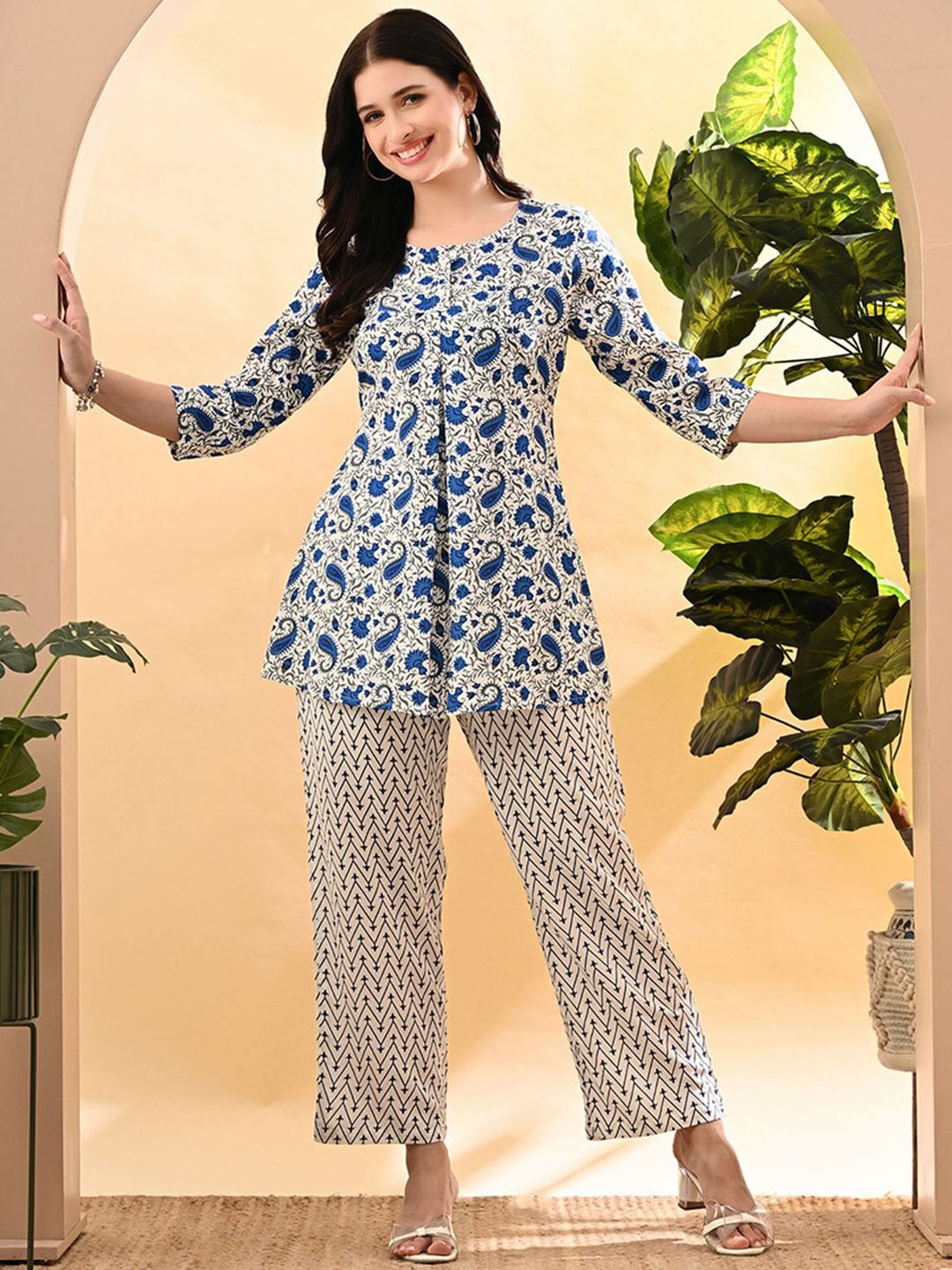 

DOISA Women's Printed Co-ord Set, Blue