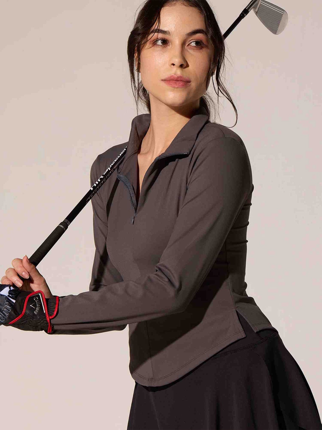 

CAVA Women Striped Nylon Lightweight Crop Yoga Sporty Jacket, Grey