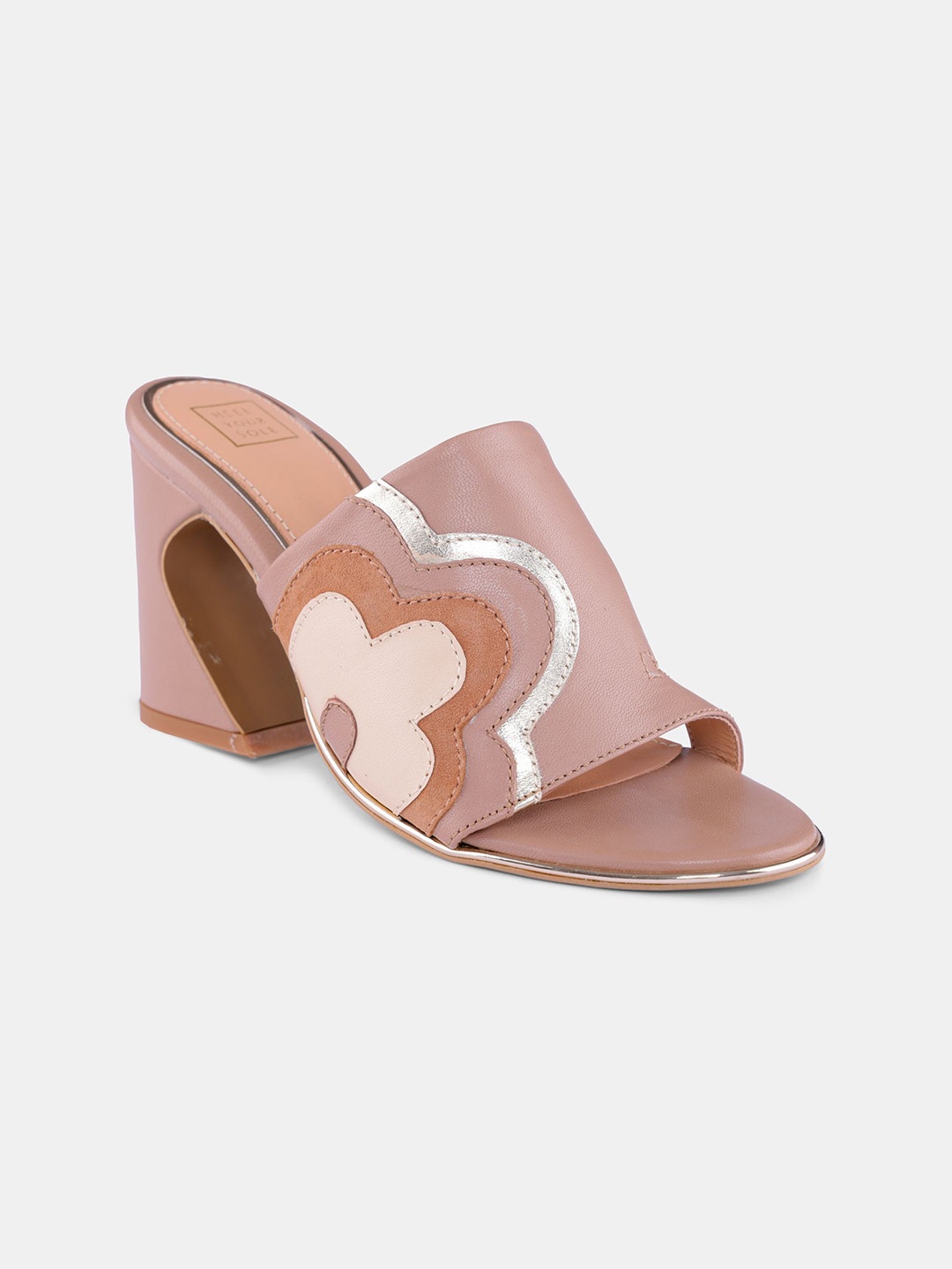 

HEEL YOUR SOLE Women Leather Block Heel Peep Toes, Taupe