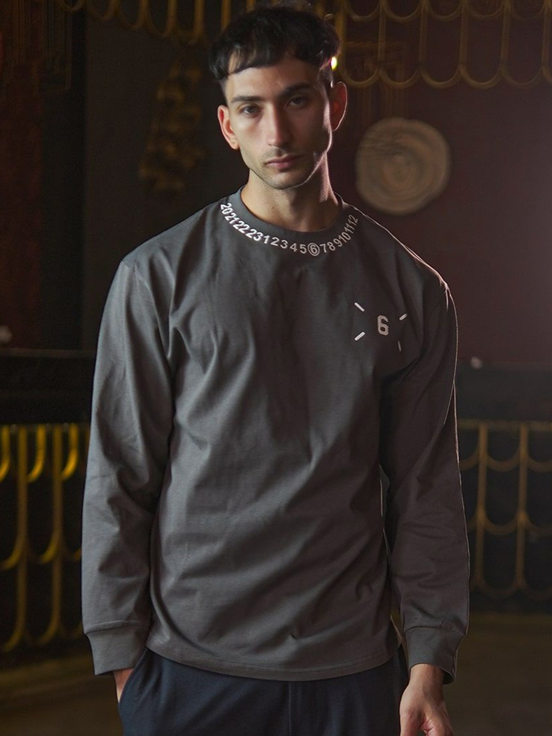 

ODETTE Men Printed Sweatshirt, Grey