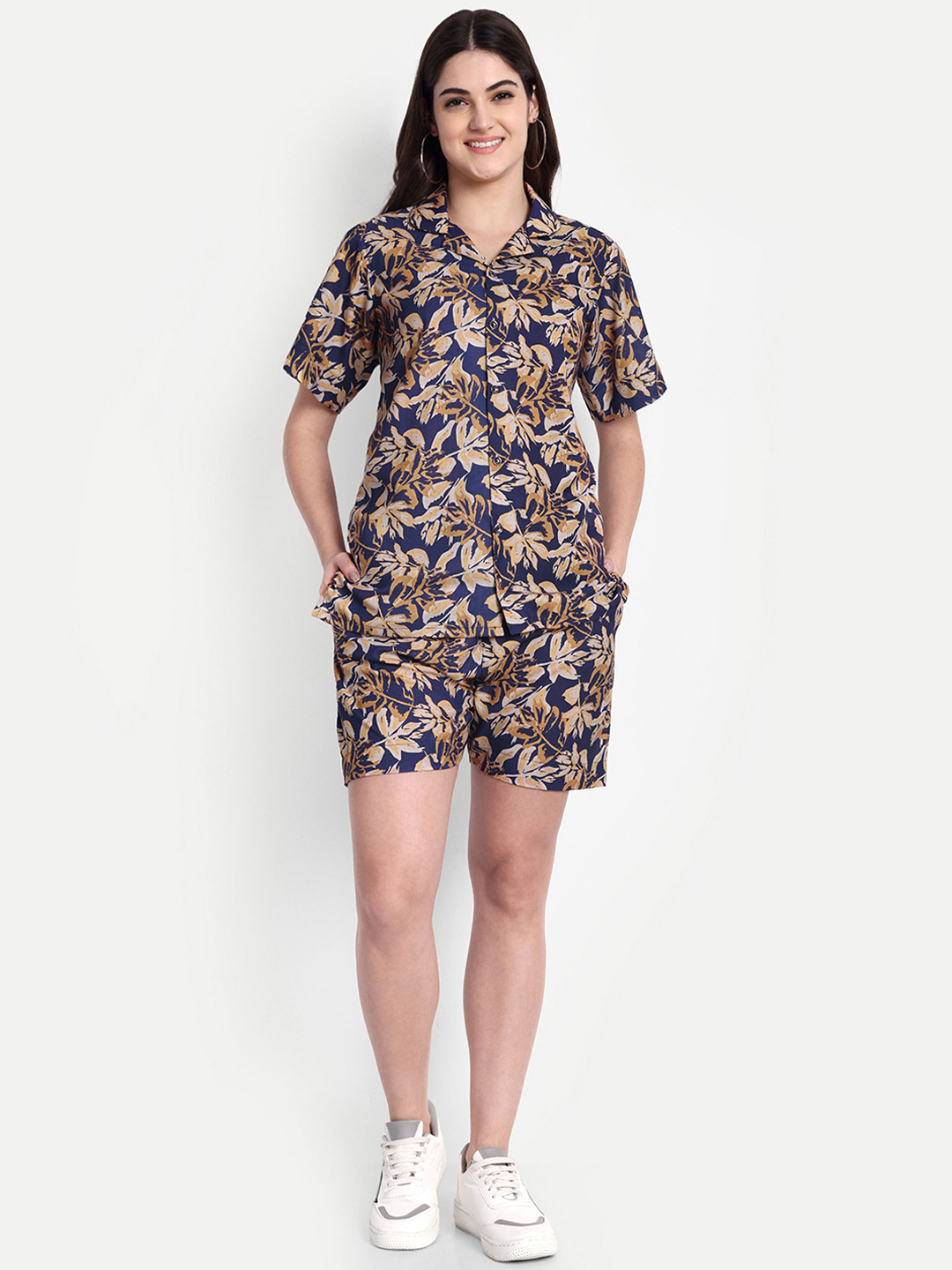 

TILISM Printed Pure Cotton Shirt With Shorts Co-Ords, Blue