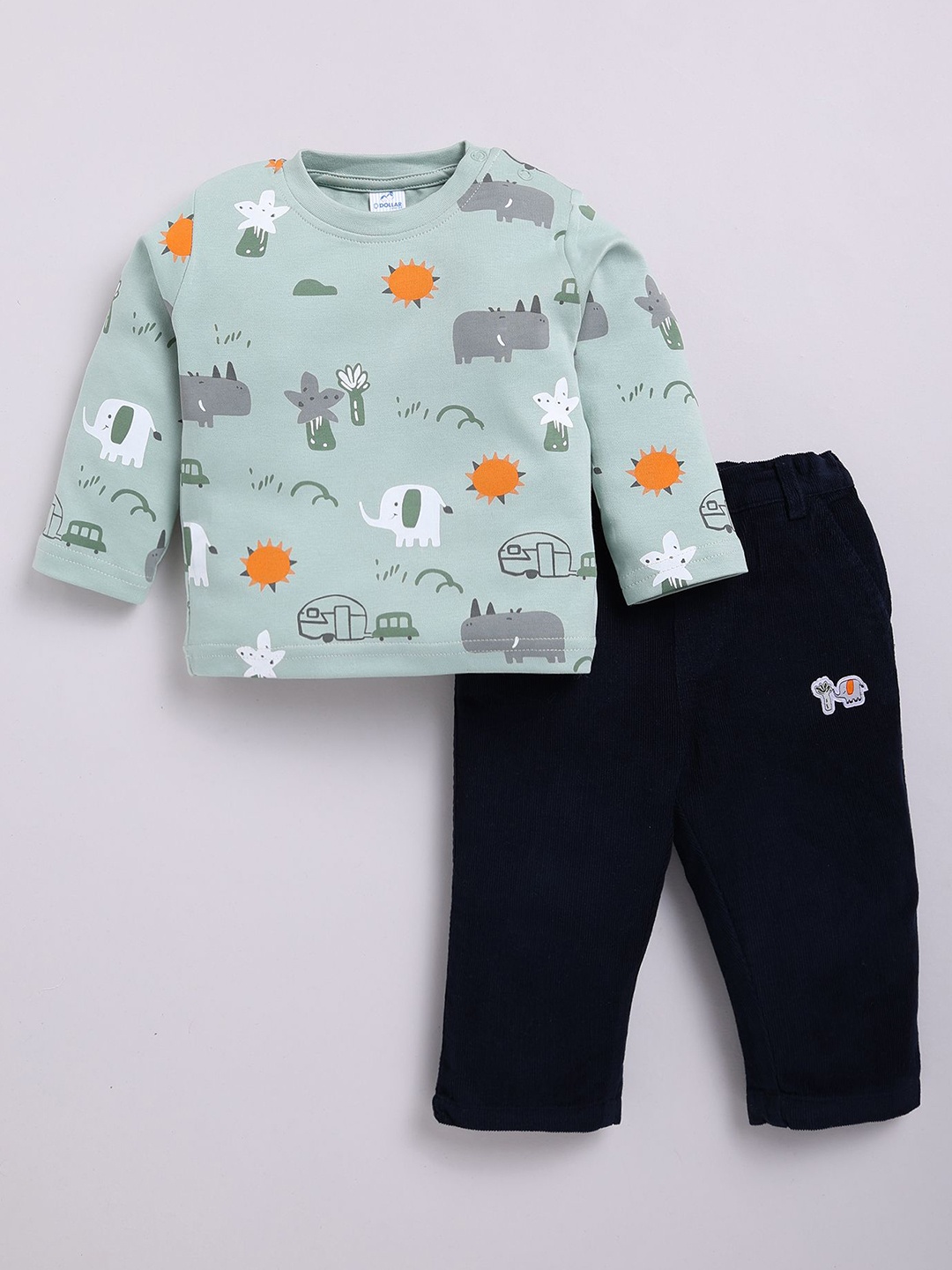 

Dollar Boys Printed T-shirt with Trousers, Green
