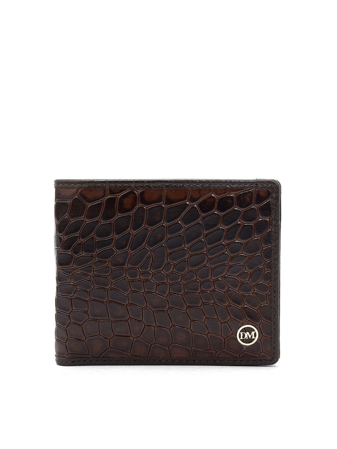 

Da Milano Men Animal Textured Leather Two Fold Wallet, Brown