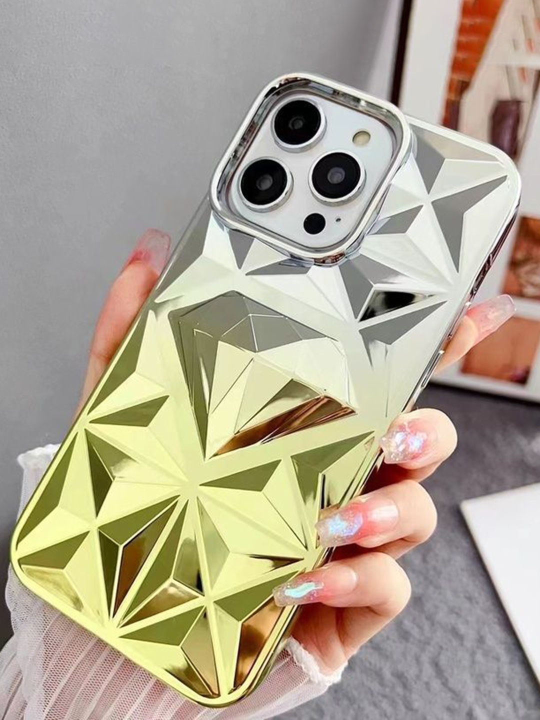 

Luxury Kase Conversational Printed iPhone 15 Pro Back Case Mobile Accessories, Yellow