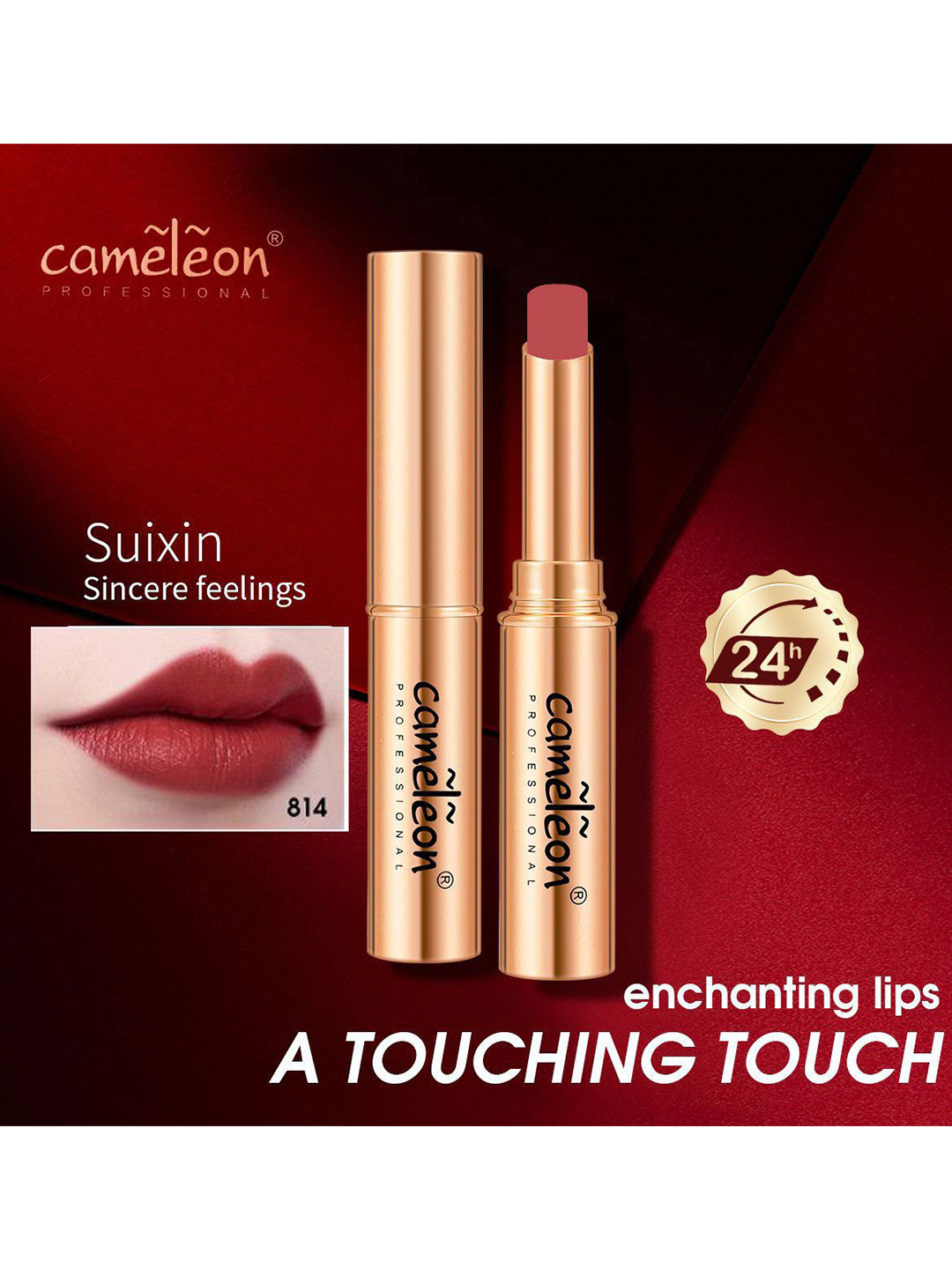 

Cameleon Non Transfer Waterproof Lipstick 4 g - Shade 814, Maroon