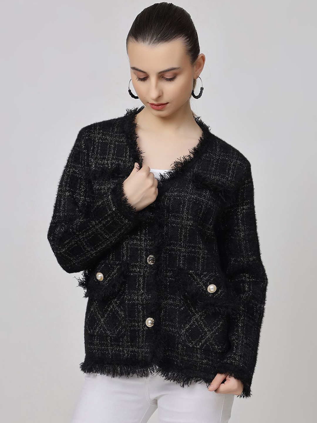 

Ziva Fashion Woollen Single-Breasted Overcoat, Black