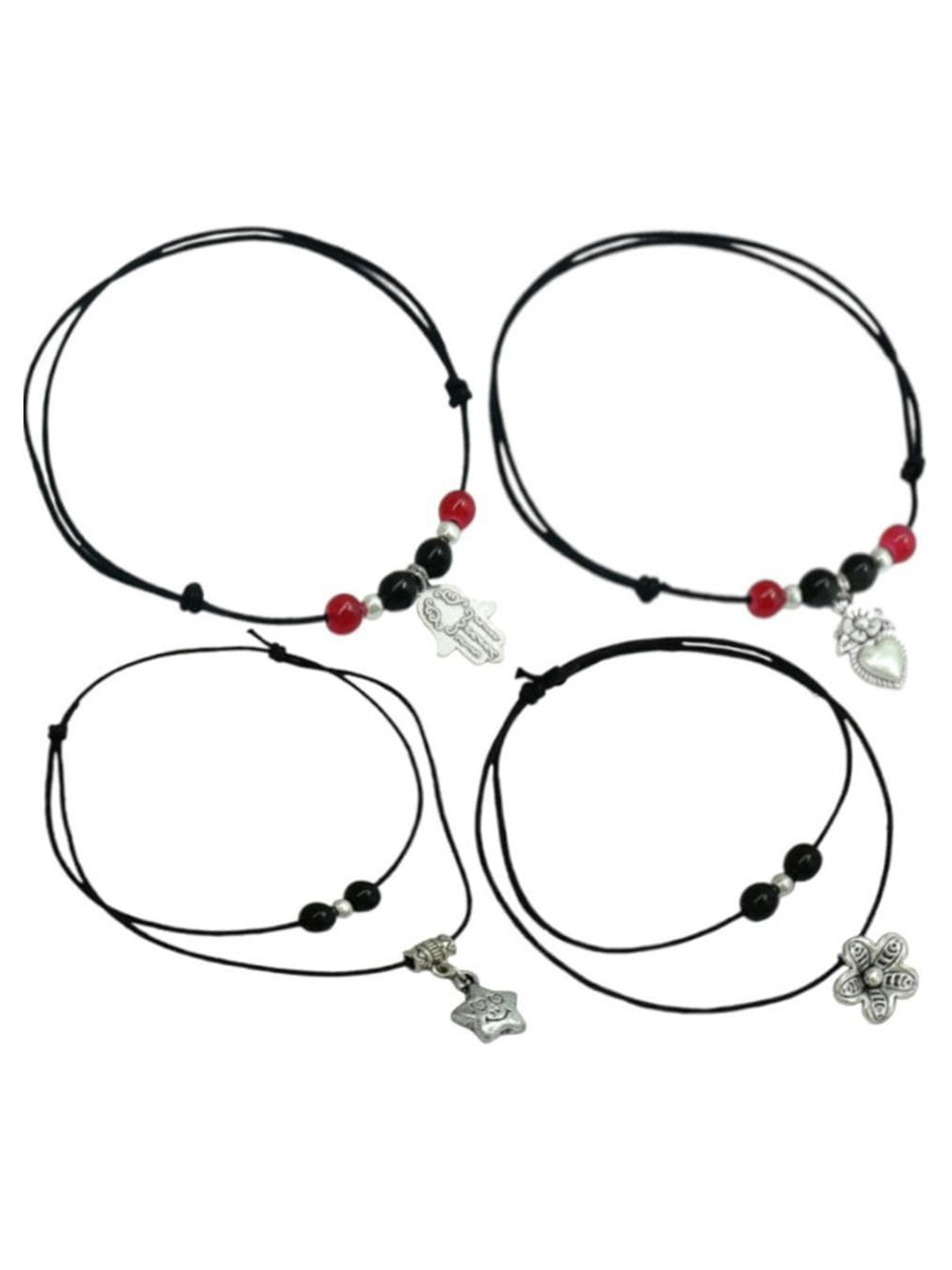 

HIGH TRENDZ Set of 4 Thread Anklet, Black