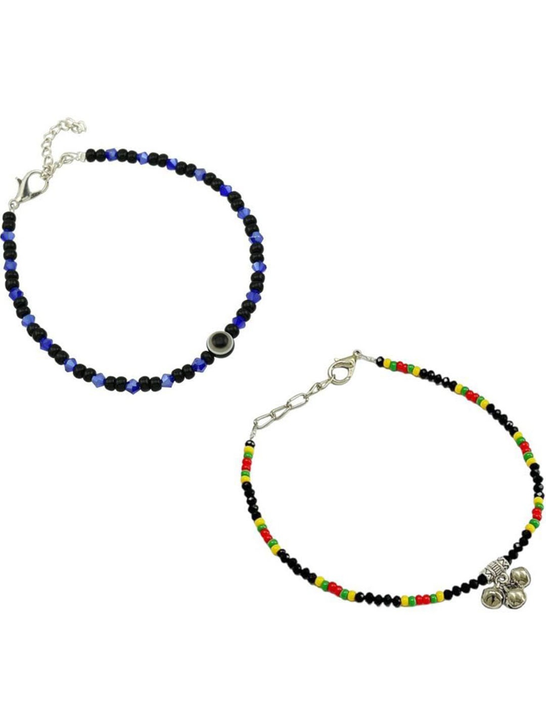 

HIGH TRENDZ Set of 2 Beaded Anklet, Black