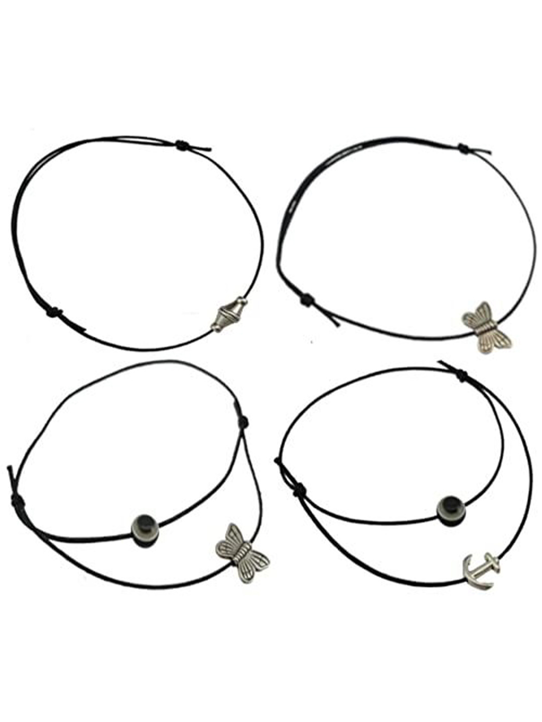

HIGH TRENDZ Set of 4 Thread Anklet, Black