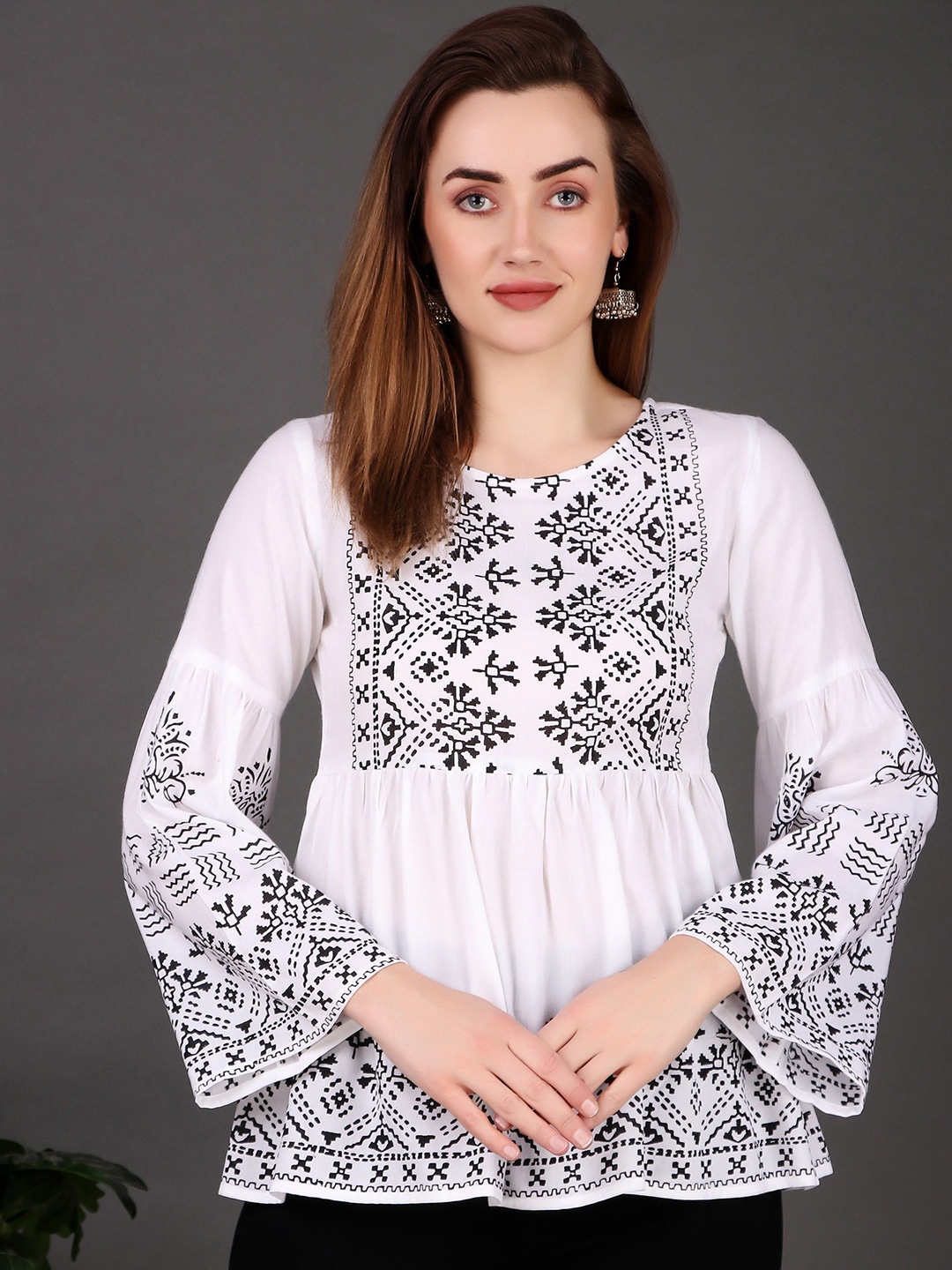 

NeeraFashion Print Top, White