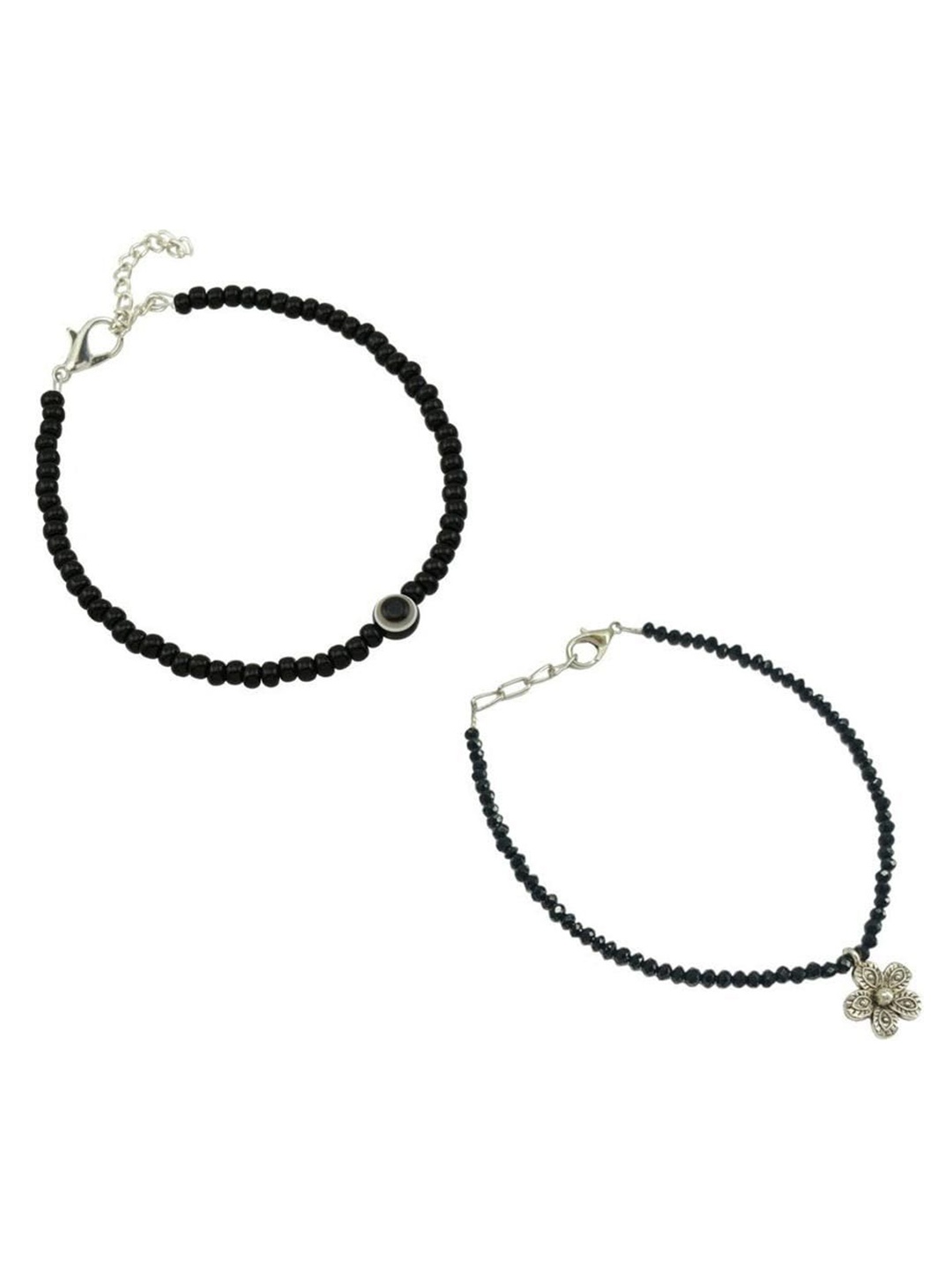 

HIGH TRENDZ Pack of 2 Single Leg Beads Anklet, Black