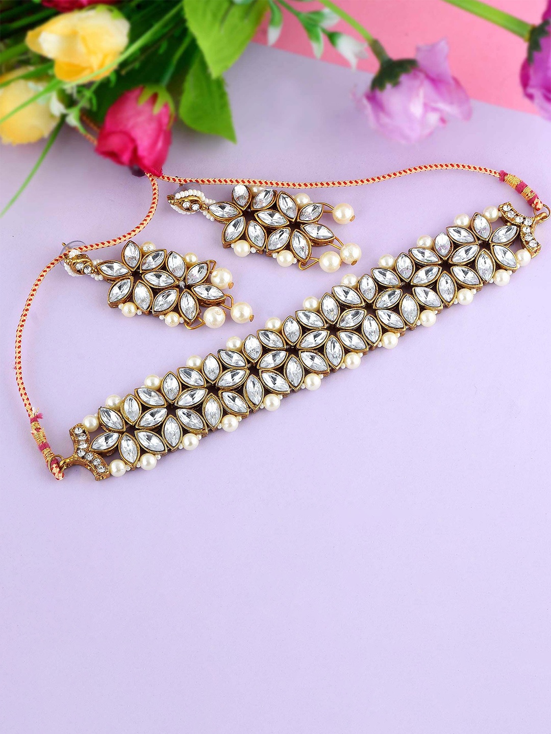 

MEMOIR Gold Plated Kundan Studded Jewellery Set