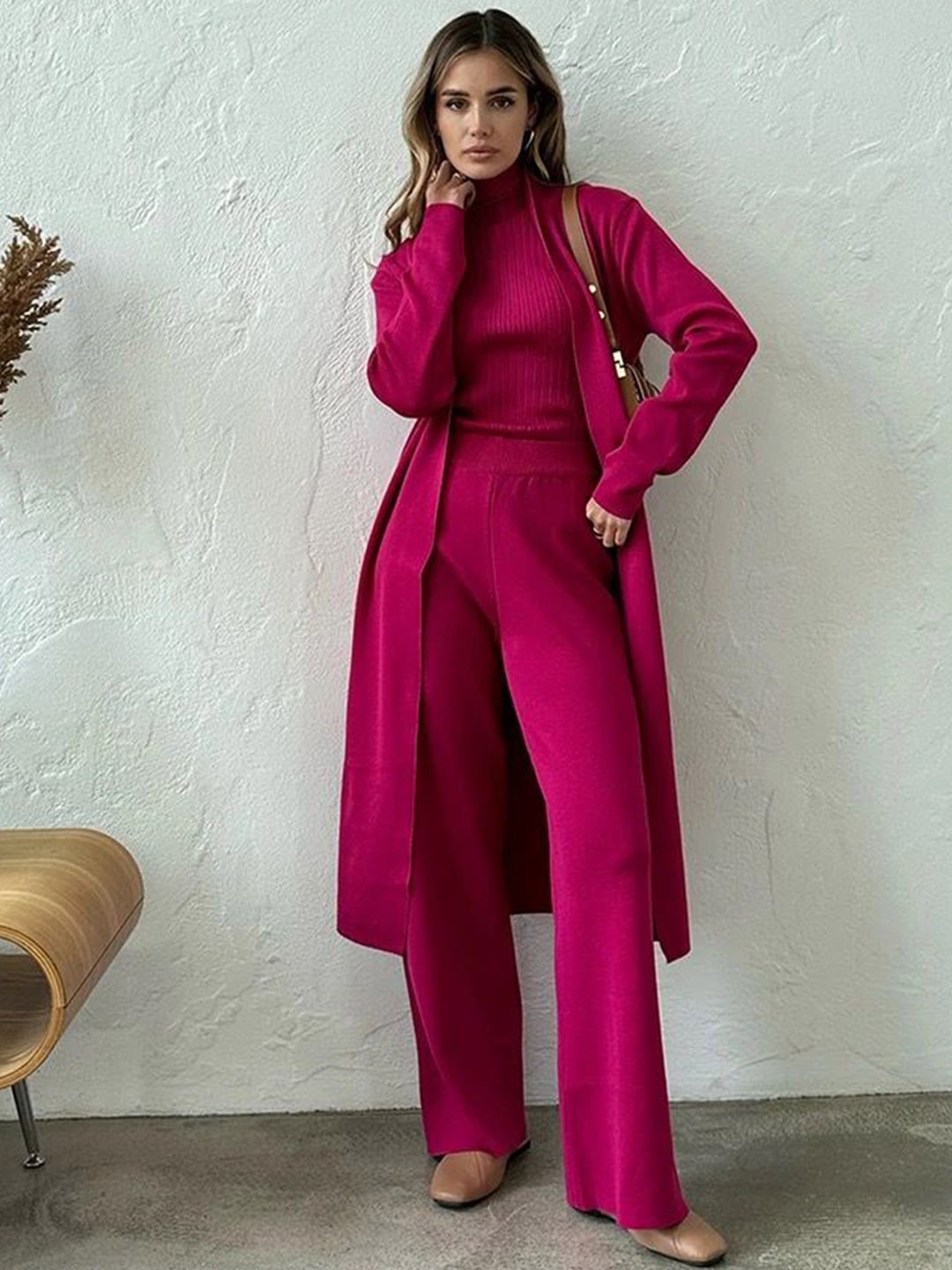 

Alamode By Akanksha Top & Shrug With Trousers Co-Ords, Pink