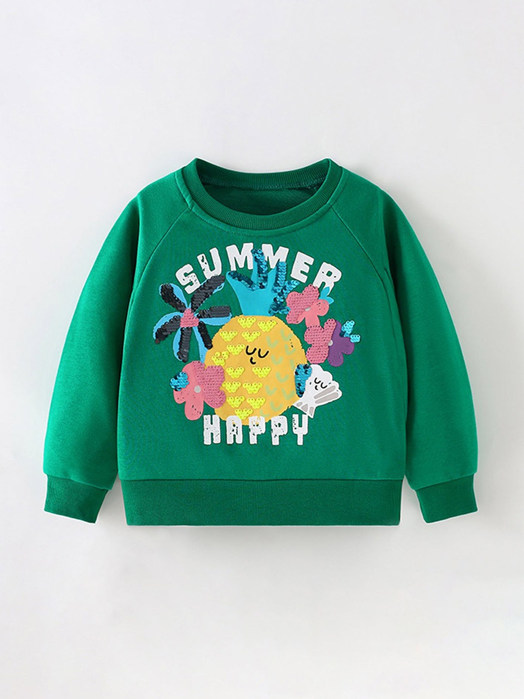 

LULU & SKY Girls Printed Sweatshirt, Green