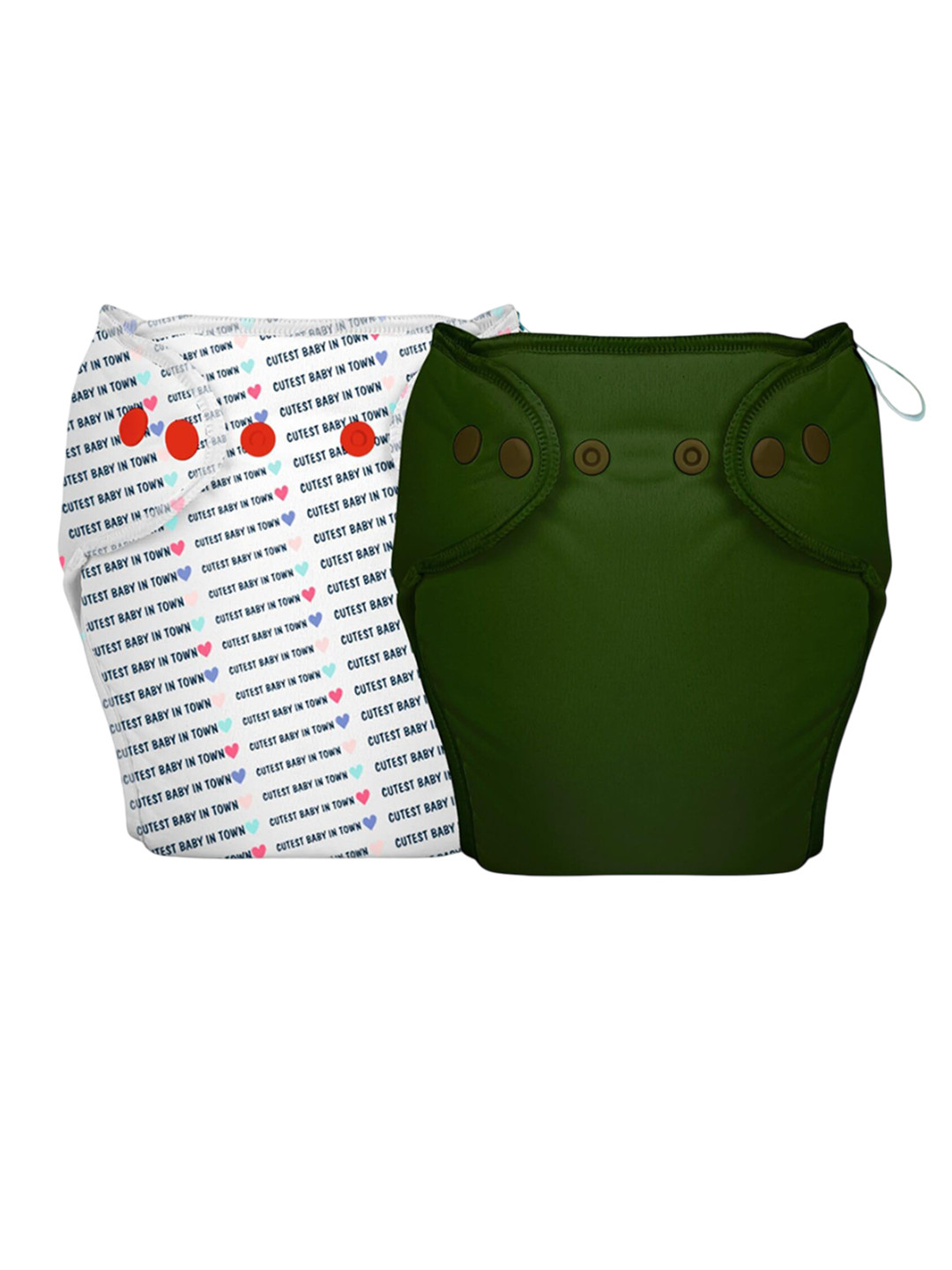 

Bumberry Pack Of 2 Printed Reusable & Adjustable Cloth Diaper SN02_P125S023_LXL-Multi, Olive