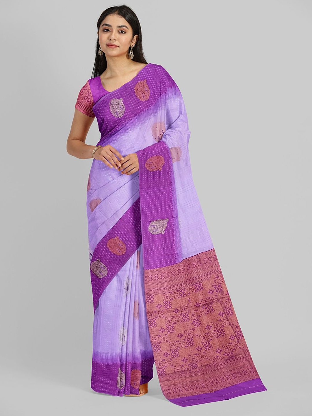 

Avyay Creation Woven Design Silk Blend Kota Saree, Purple