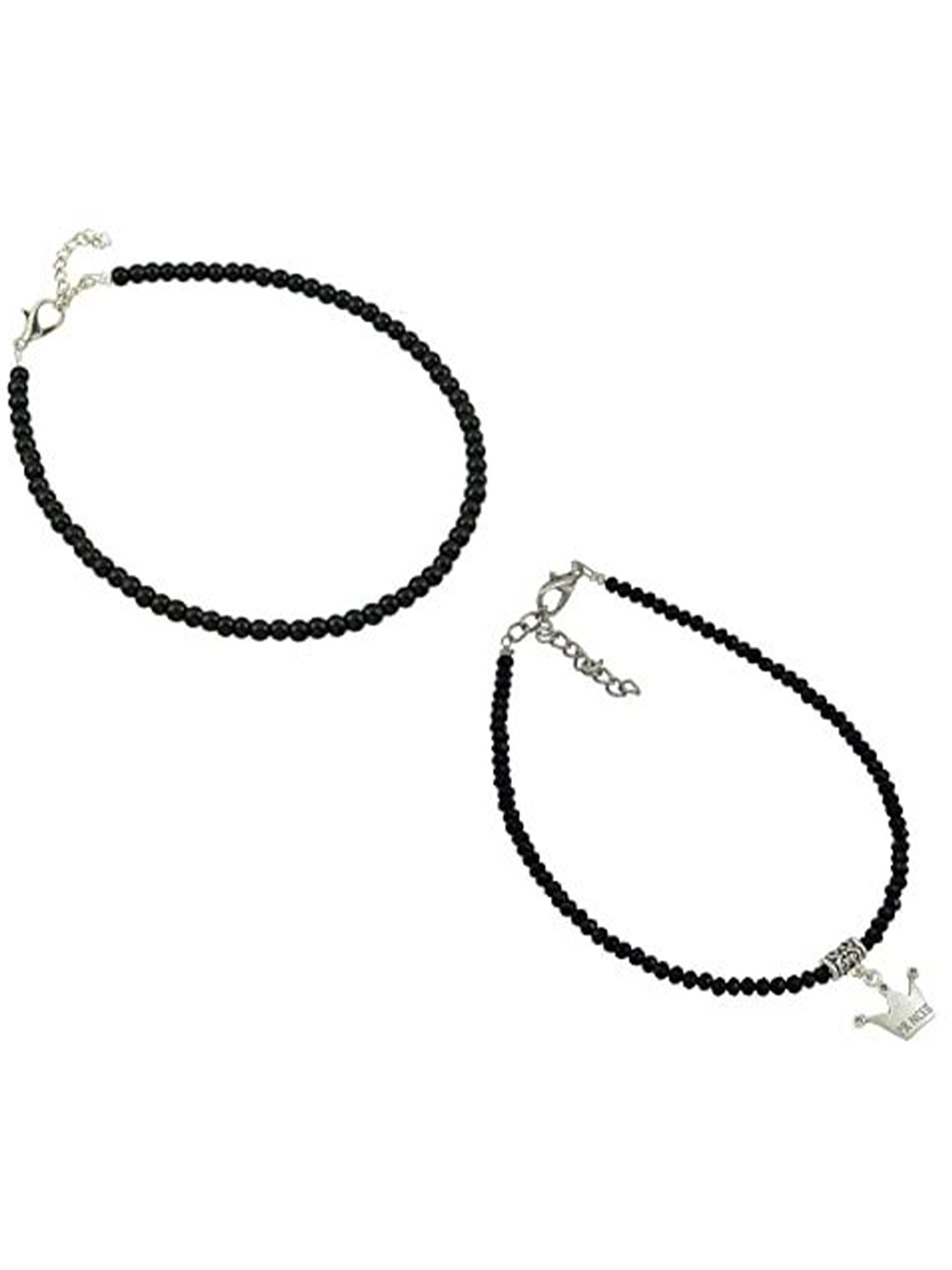 

HIGH TRENDZ Set Of 2 Beaded Anklets, Black