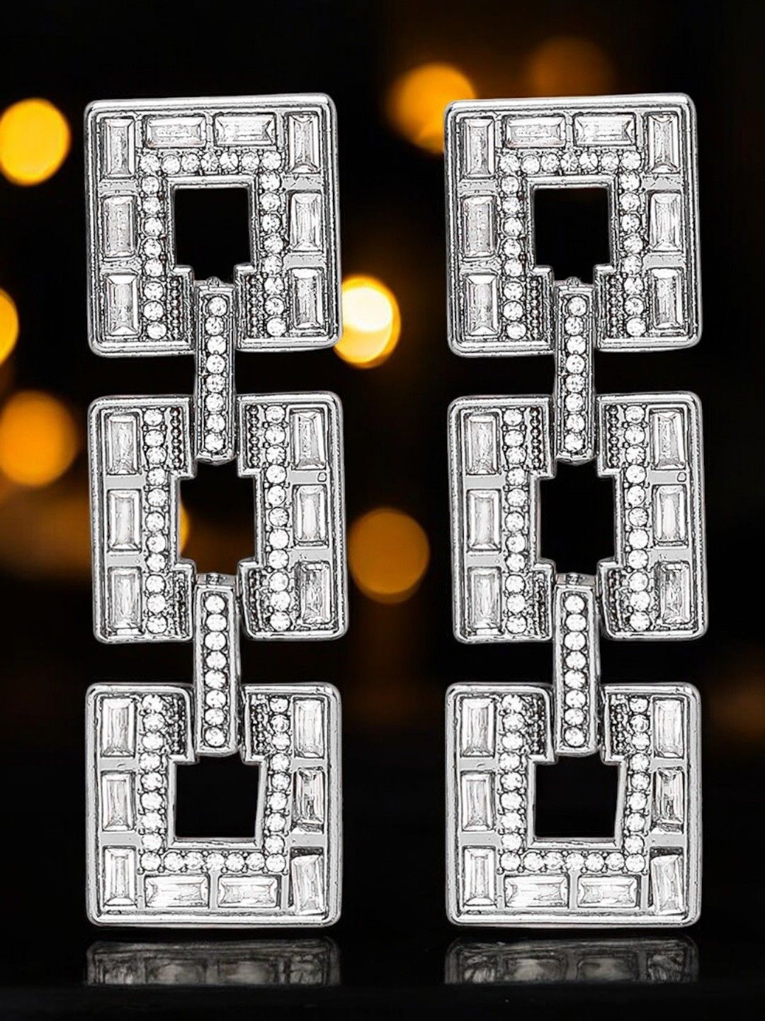 

OOMPH Square Drop Earrings, Silver