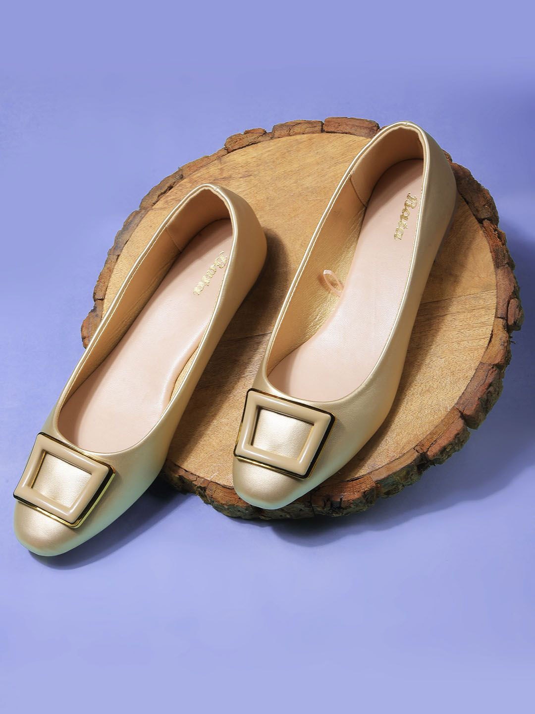 

Bata Women Ballerinas with Buckles Flats, Gold