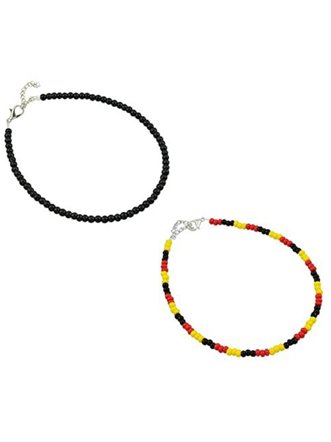 

HIGH TRENDZ Set of Two Artificial Beads Anklet, Black