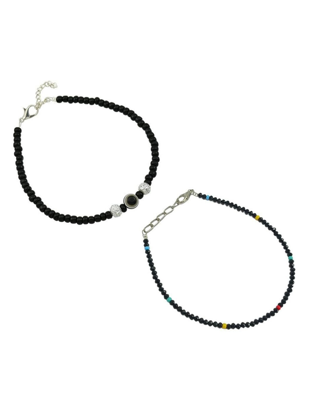 

HIGH TRENDZ Women's Pack of 2 Single Leg Anklet with Beads, Black