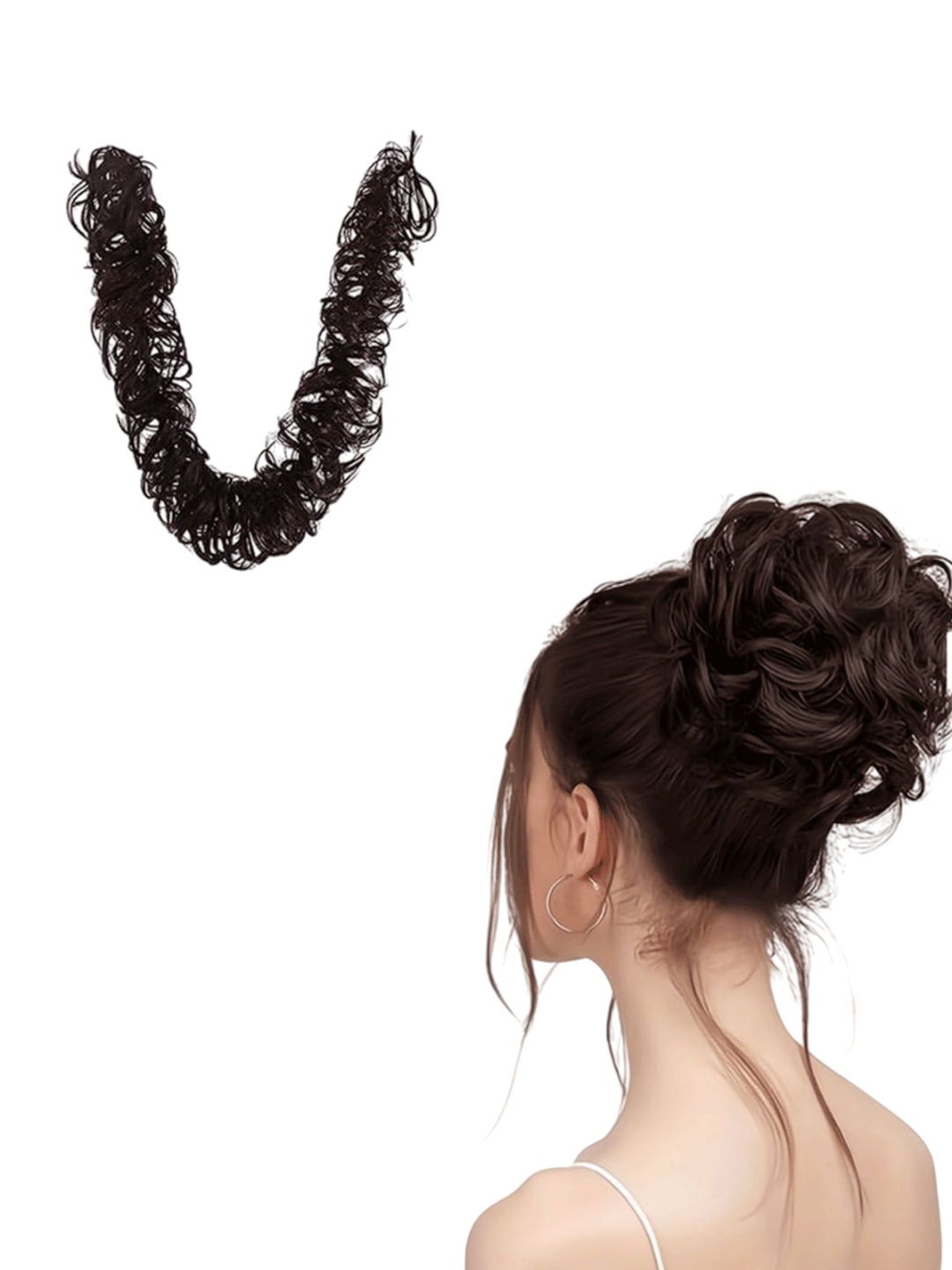 

D-Divine Long Frill Hair Bun Messy Hair Extension- Brown