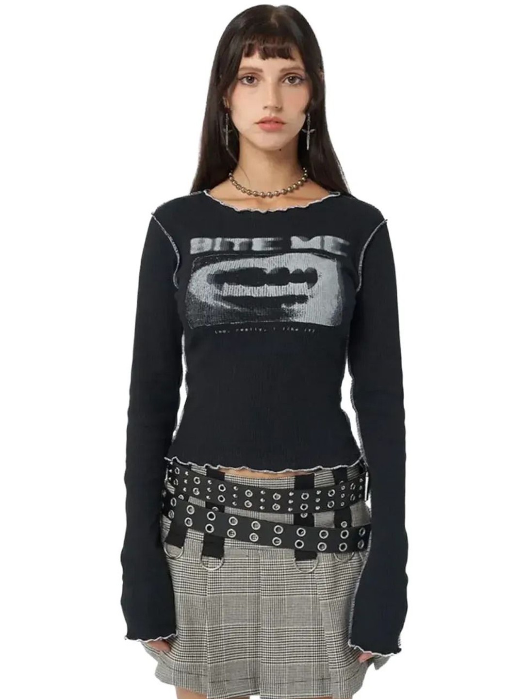

SUPERVINTAGE Print Cotton Crop Top, Black