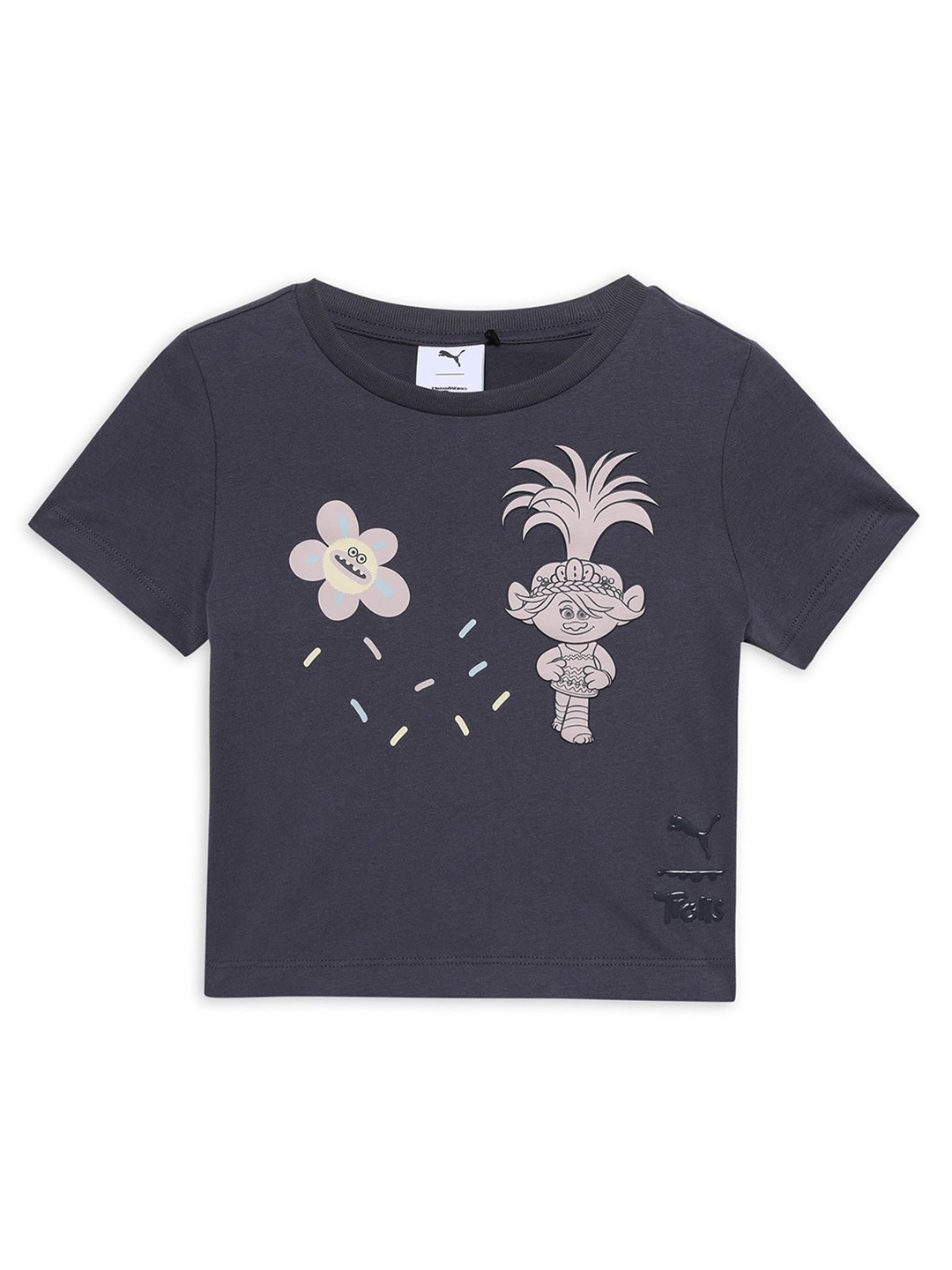

Puma x Trolls Girls Graphic Short Tee, Grey