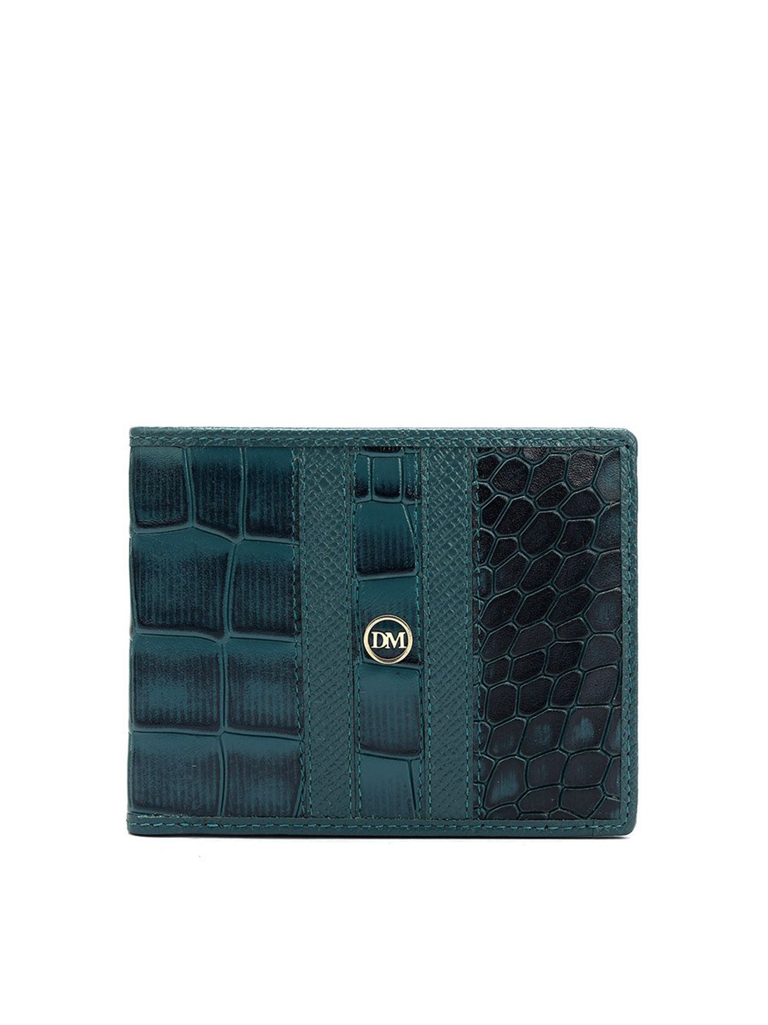 

Da Milano Men Animal Textured Leather Two Fold Wallet, Blue