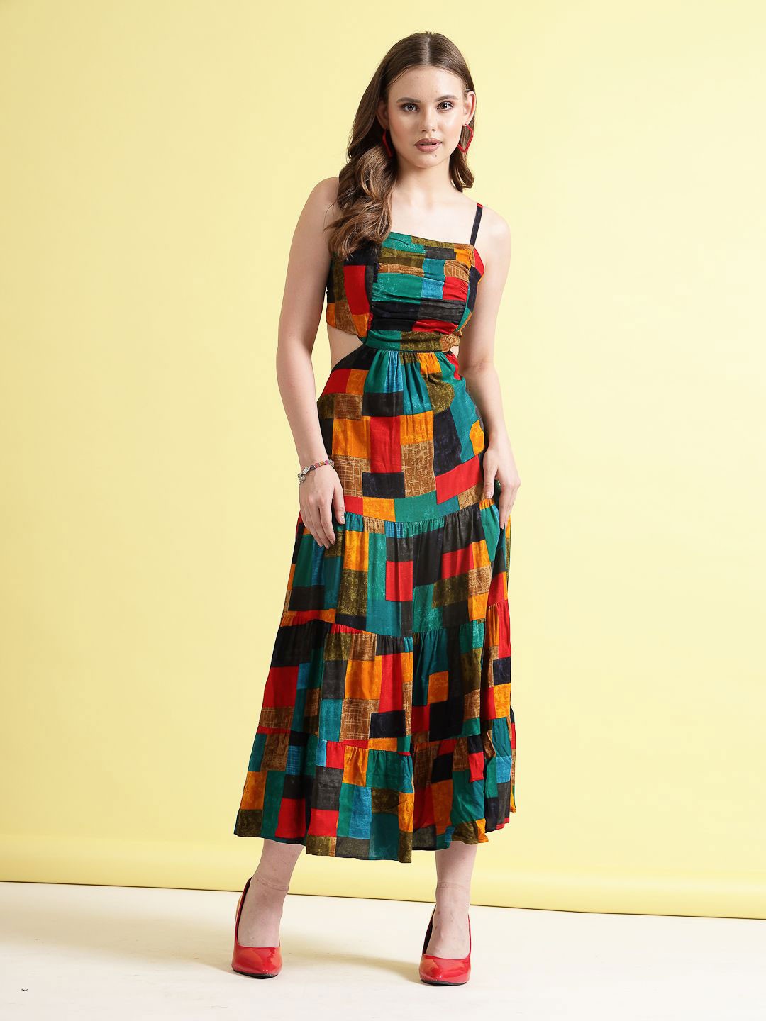

BEING NAUGHTY Women Printed Fit & Flare Maxi Dress, Green