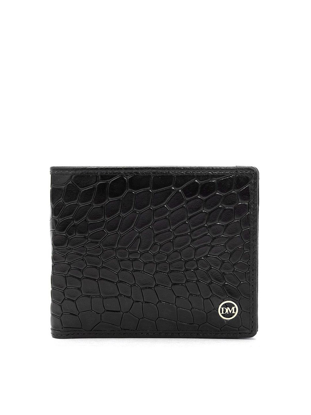 

Da Milano Men Textured Leather Two Fold Wallet, Black
