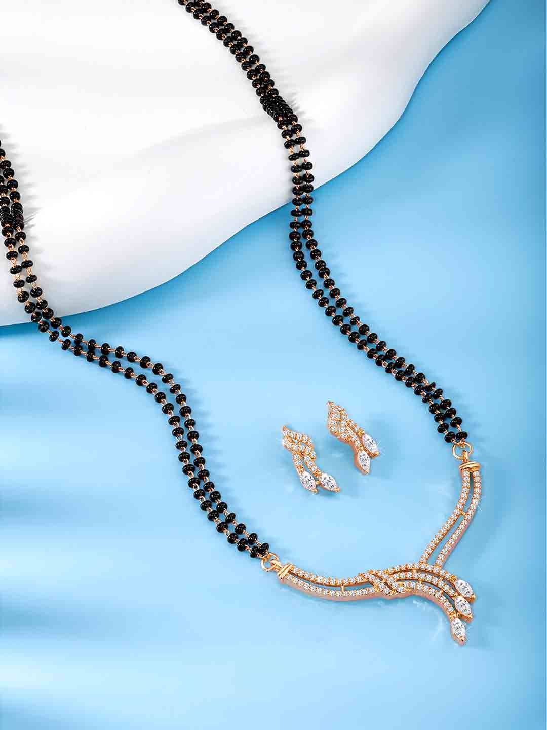 

Peora Rose Gold-Plated Artificial Stones Mangalsutra