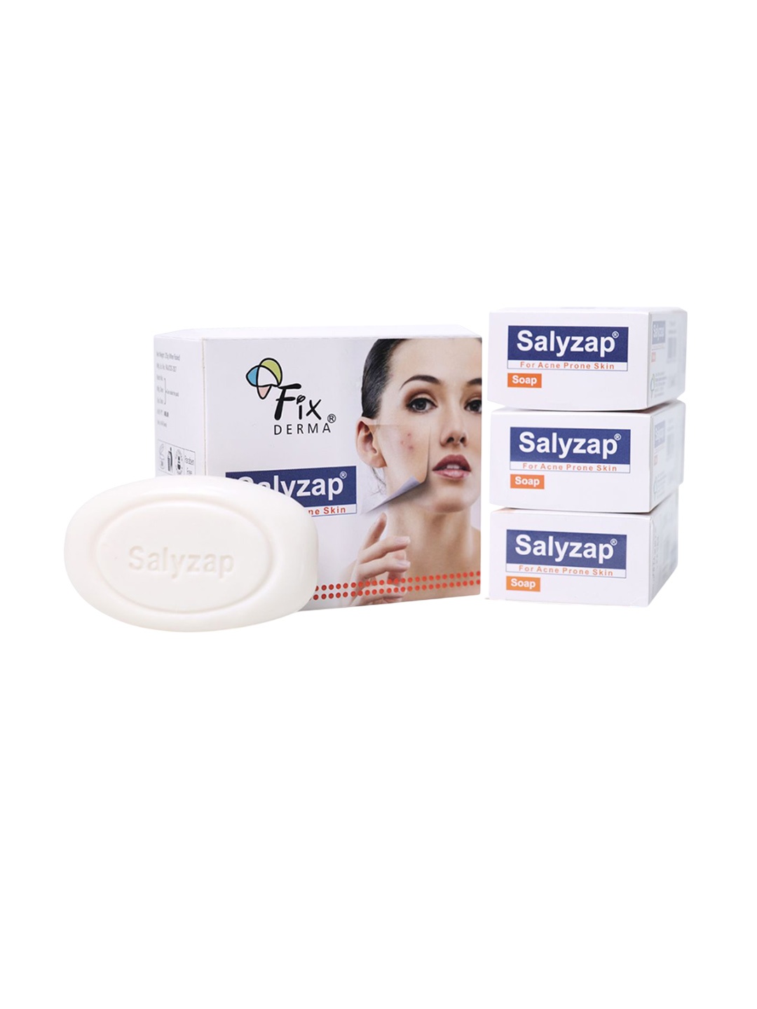 

FIXDERMA Set of 3 Salyzap Acne Treatment Soap With Vitamin E - 75 g Each, White