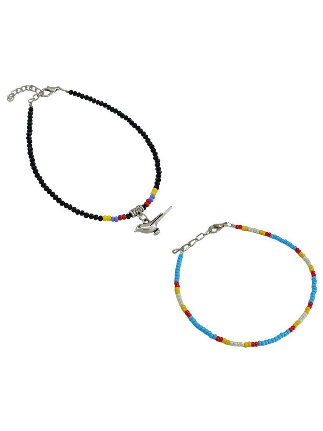 

HIGH TRENDZ Set of 2 Beaded Anklet, Black