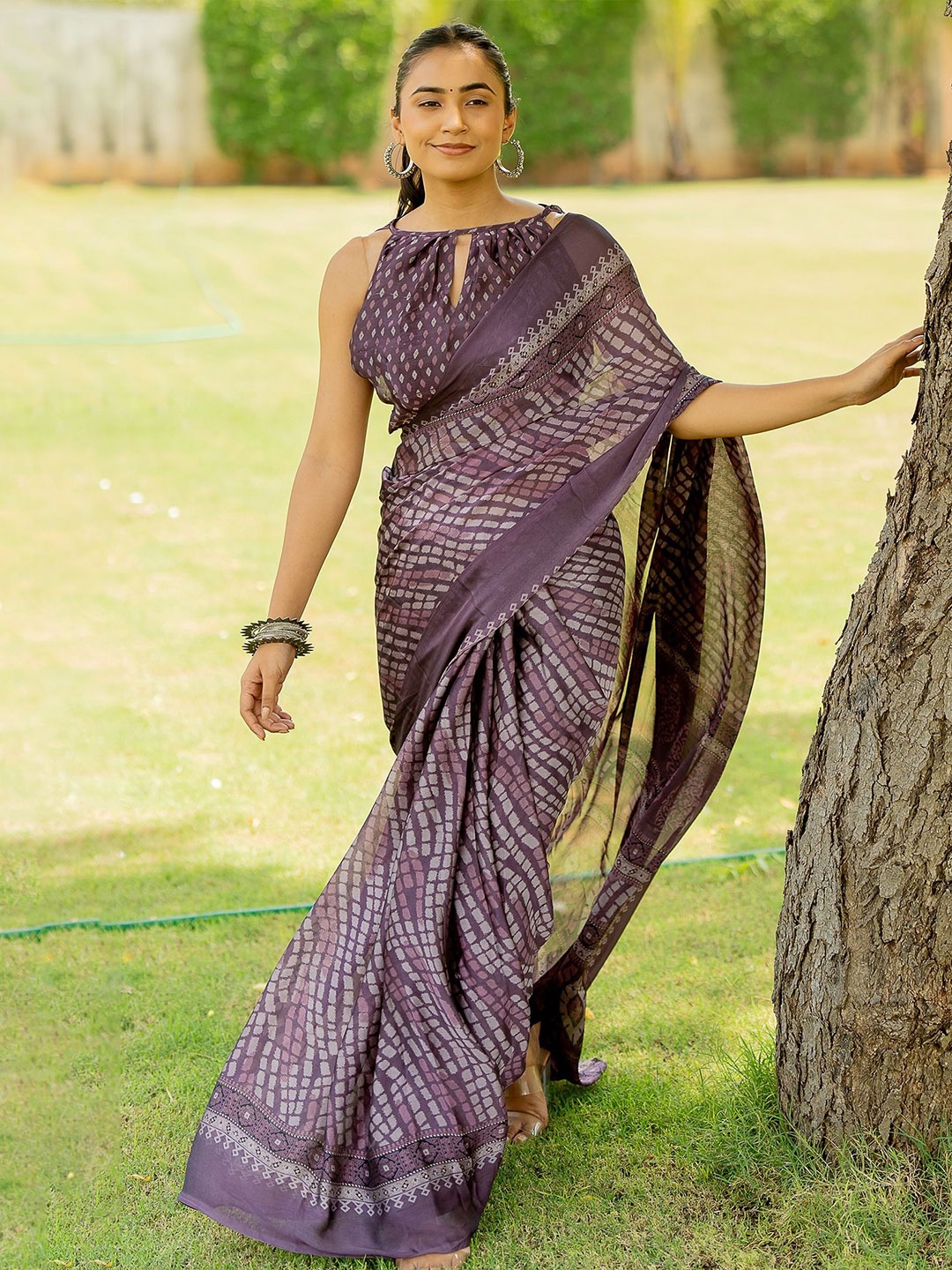 

KALINI Poly Chiffon Saree, Purple