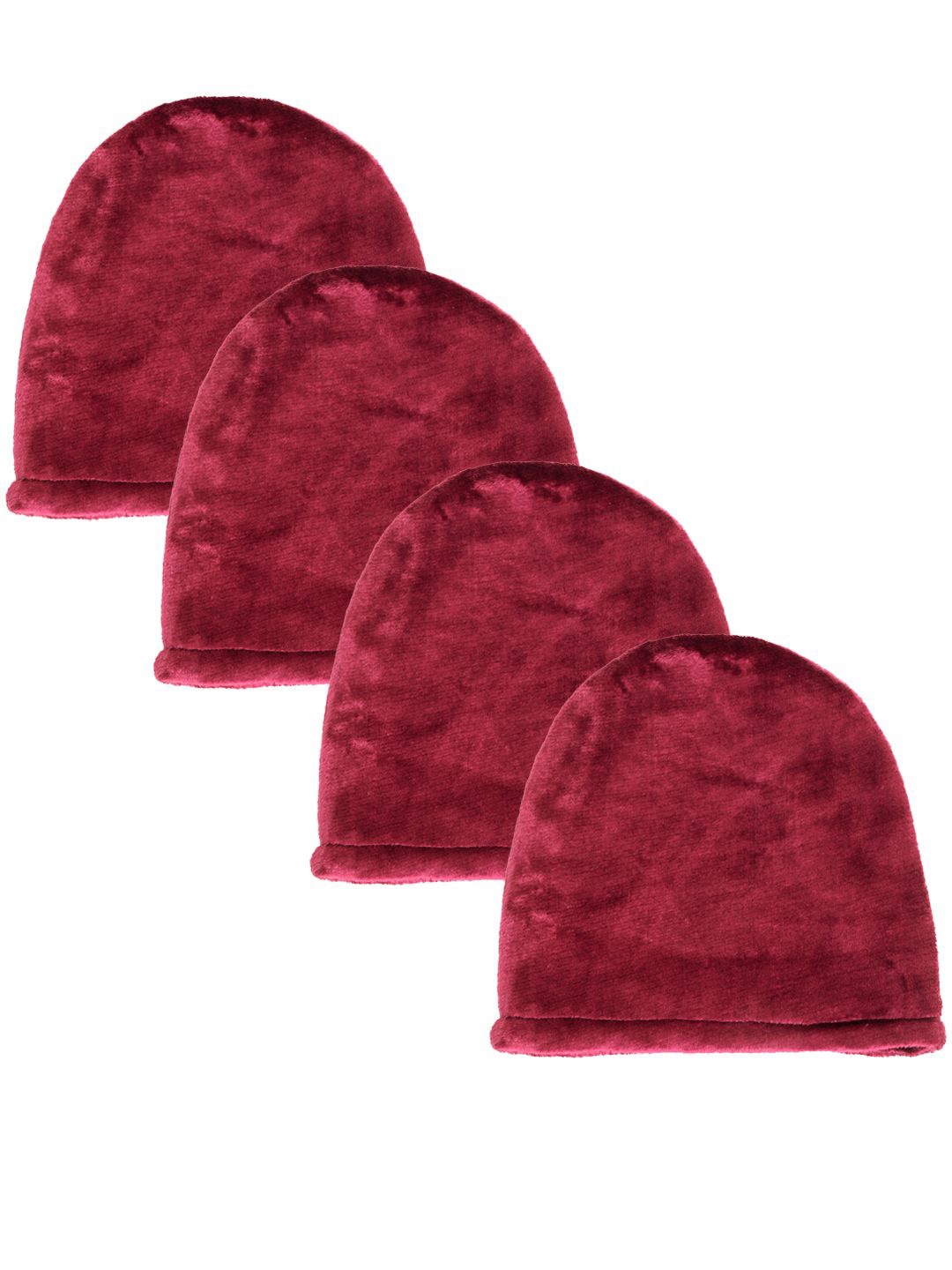 

KLOTTHE Men Pack Of 4 Woolen Beanie Caps, Red