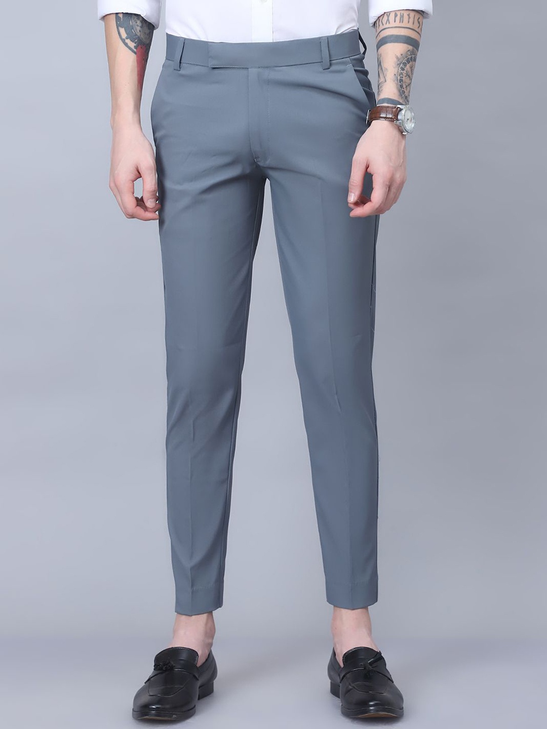 

Tanip Men Easy Wash Trousers, Turquoise blue