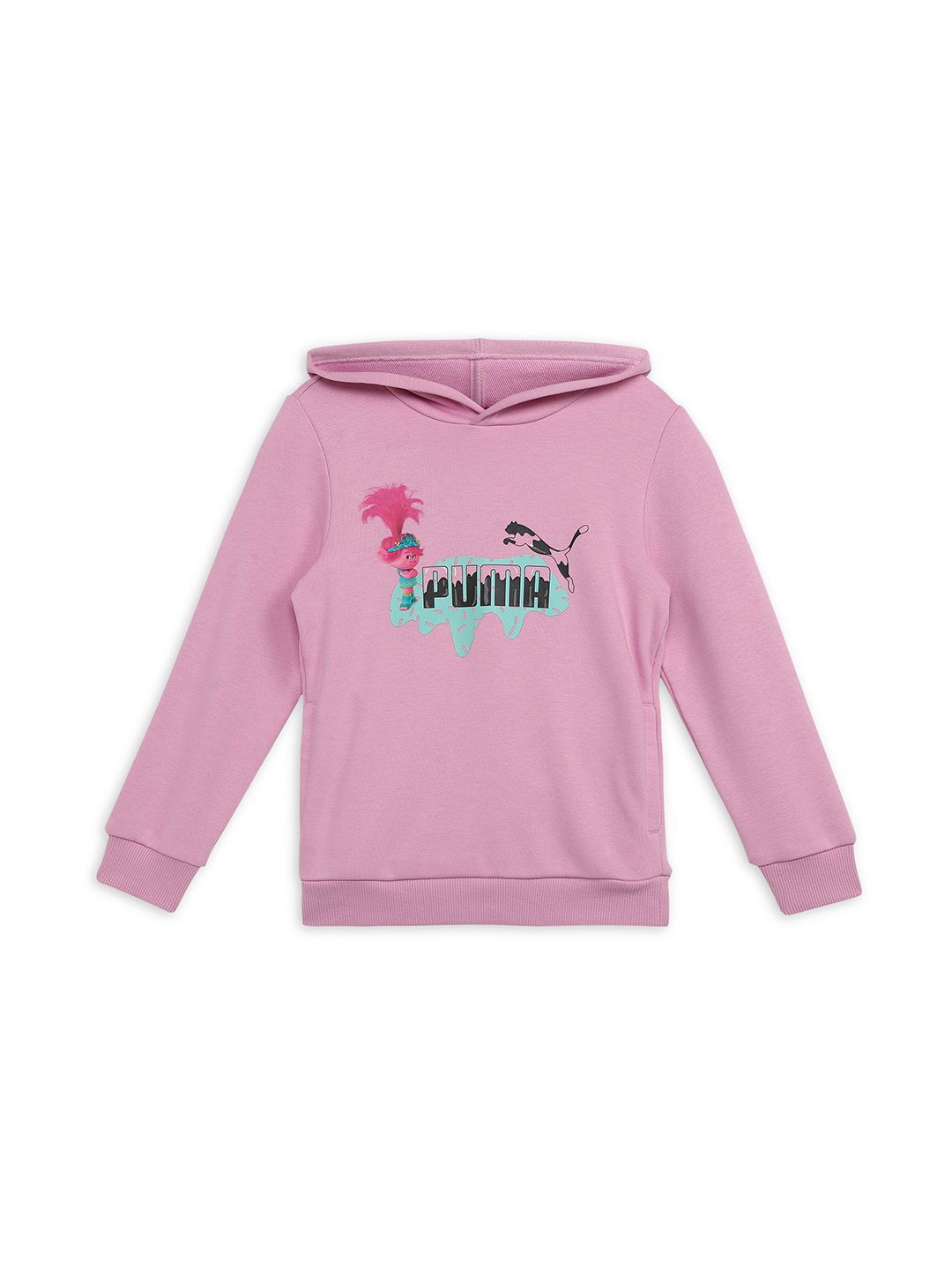 

Puma PUMA x TROLLS Boys Printed Cotton Long Sleeve Hooded Sweatshirt, Pink