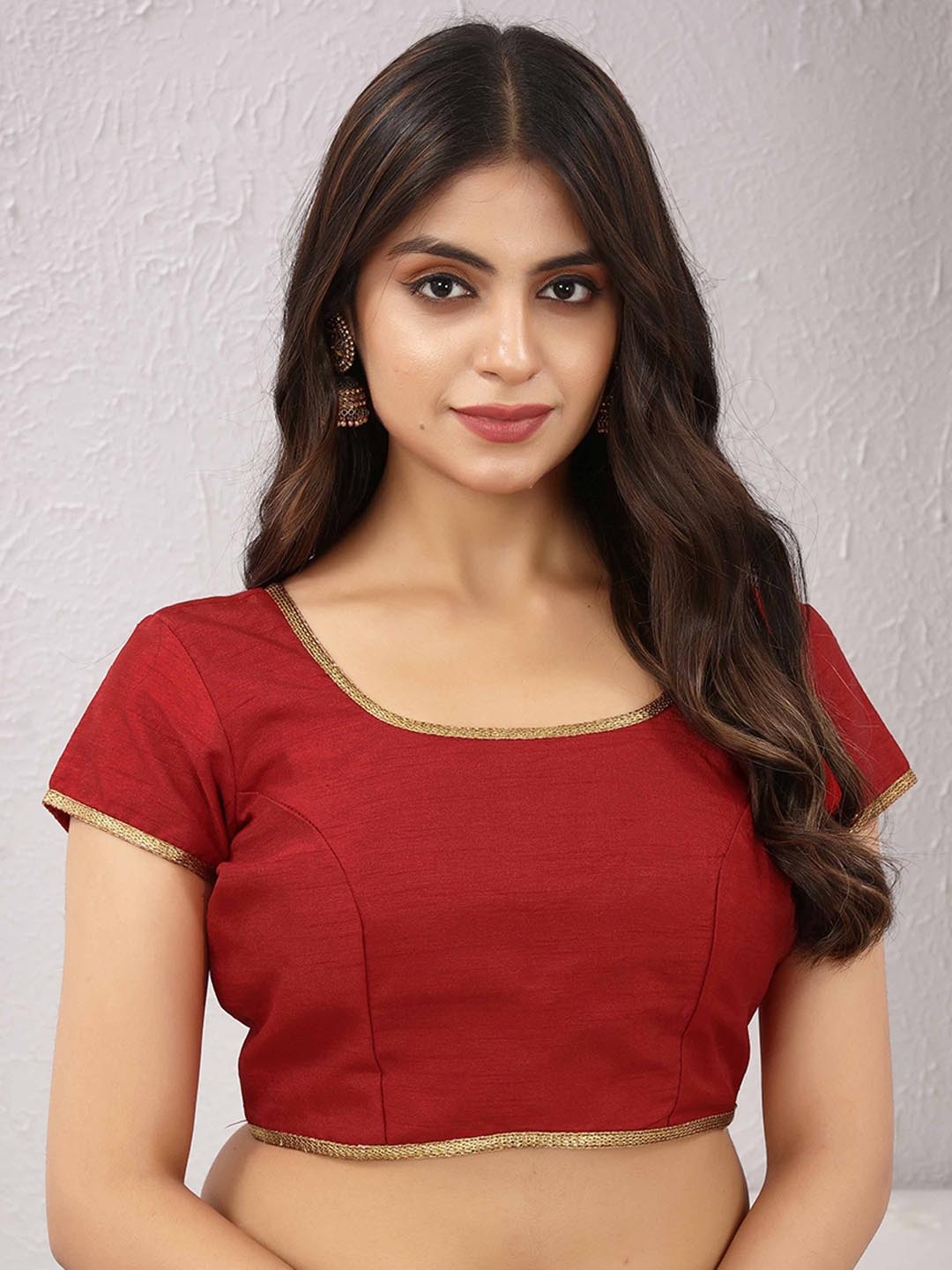 

Globon Impex Tie-Up Silk Saree Blouse, Maroon