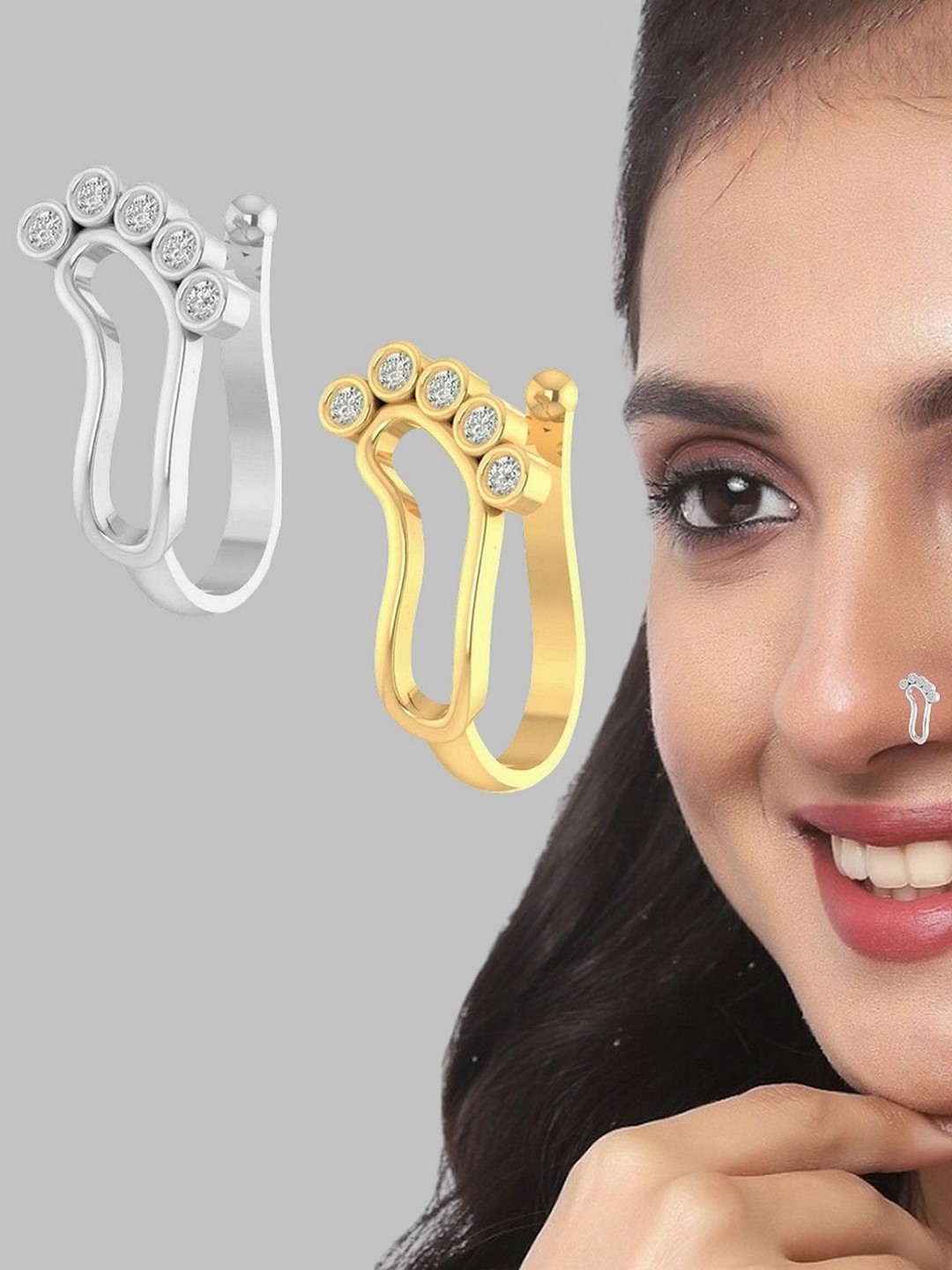 

VAMA Gold-Plated Cubic Zirconia Stud Nosepin