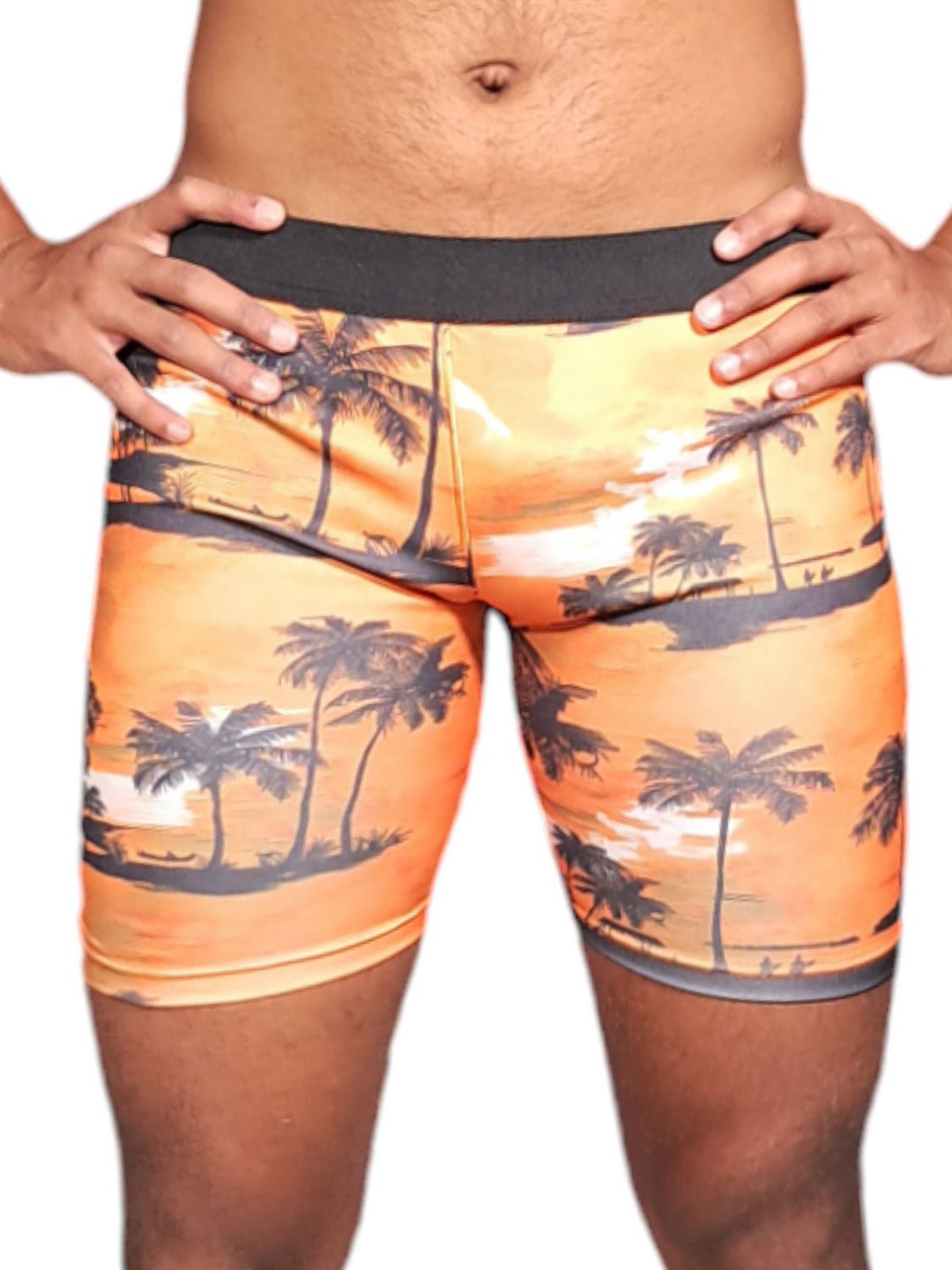 

Aqua Holic Men Printed Swim Shorts, Orange